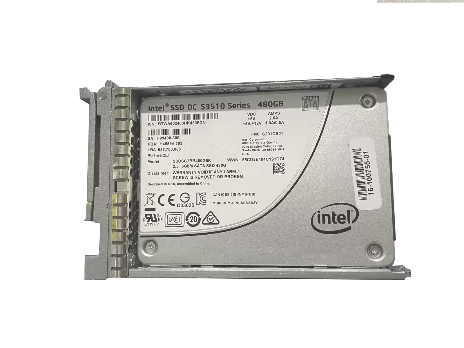 Intel SSDSC2BB480G6K SSD DC S3510 Series 480GB SATA 6Gb/s MLC AES-256 2.5-inch Solid State Drive
