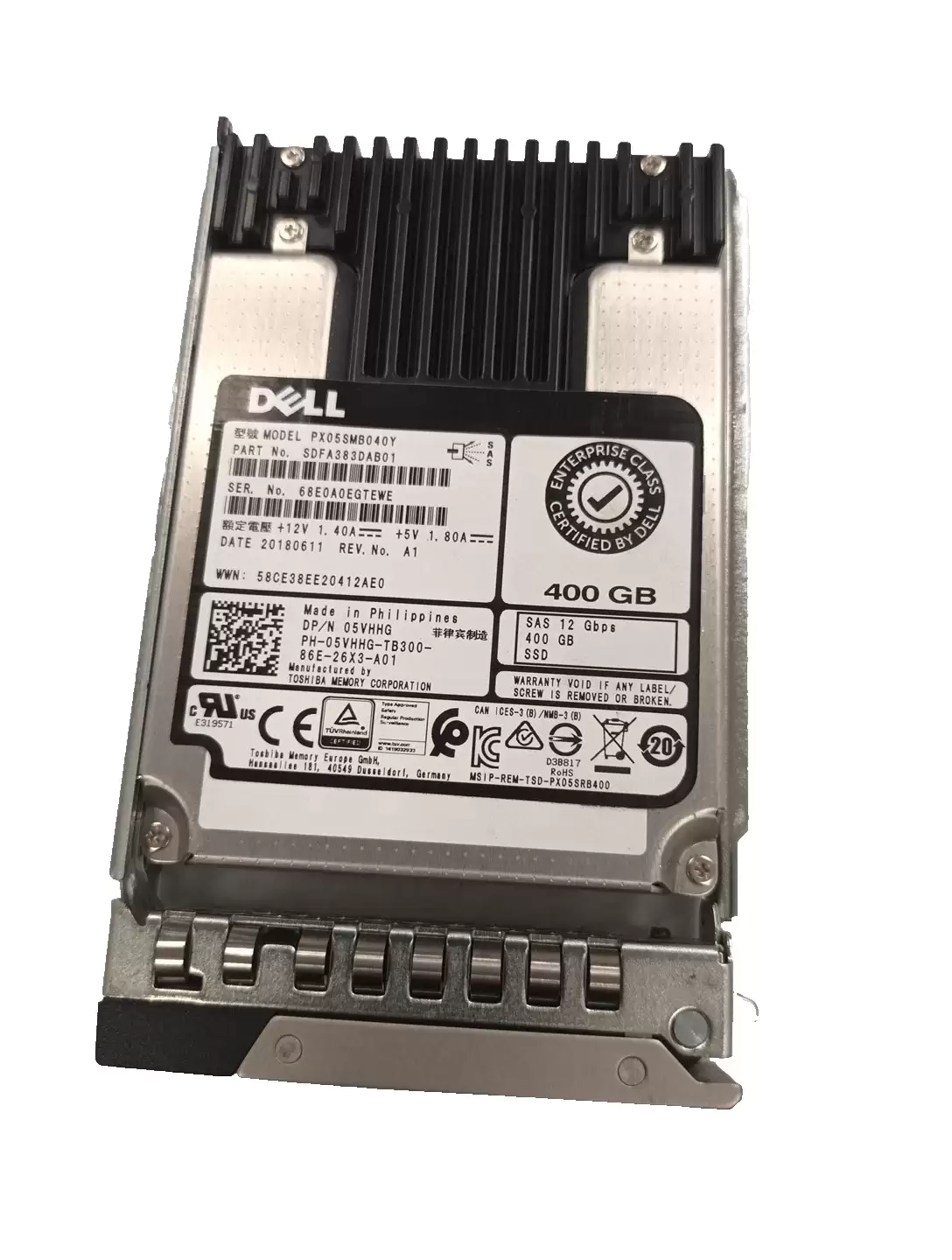 Toshiba PX05SMB040Y PX05SMB Series 400GB SAS 12Gb/s Write Intensive MLC PLP 2.5-inch Solid State Drive
