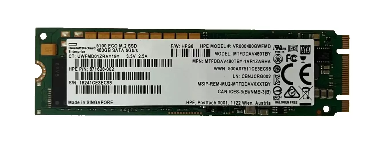 Micron MTFDDAV480TBY 5100 Eco 480GB SATA 6Gb/s TLC PLP M.2 2280 Solid State Drive