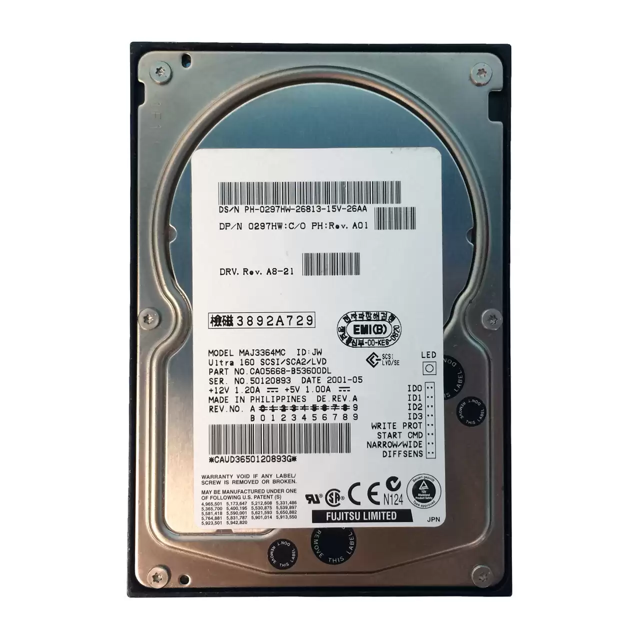 Dell 297HW 36GB Ultra-160 SCSI 80-Pin Hot Swap 10000RPM 3.5-inch Internal Hard Drive