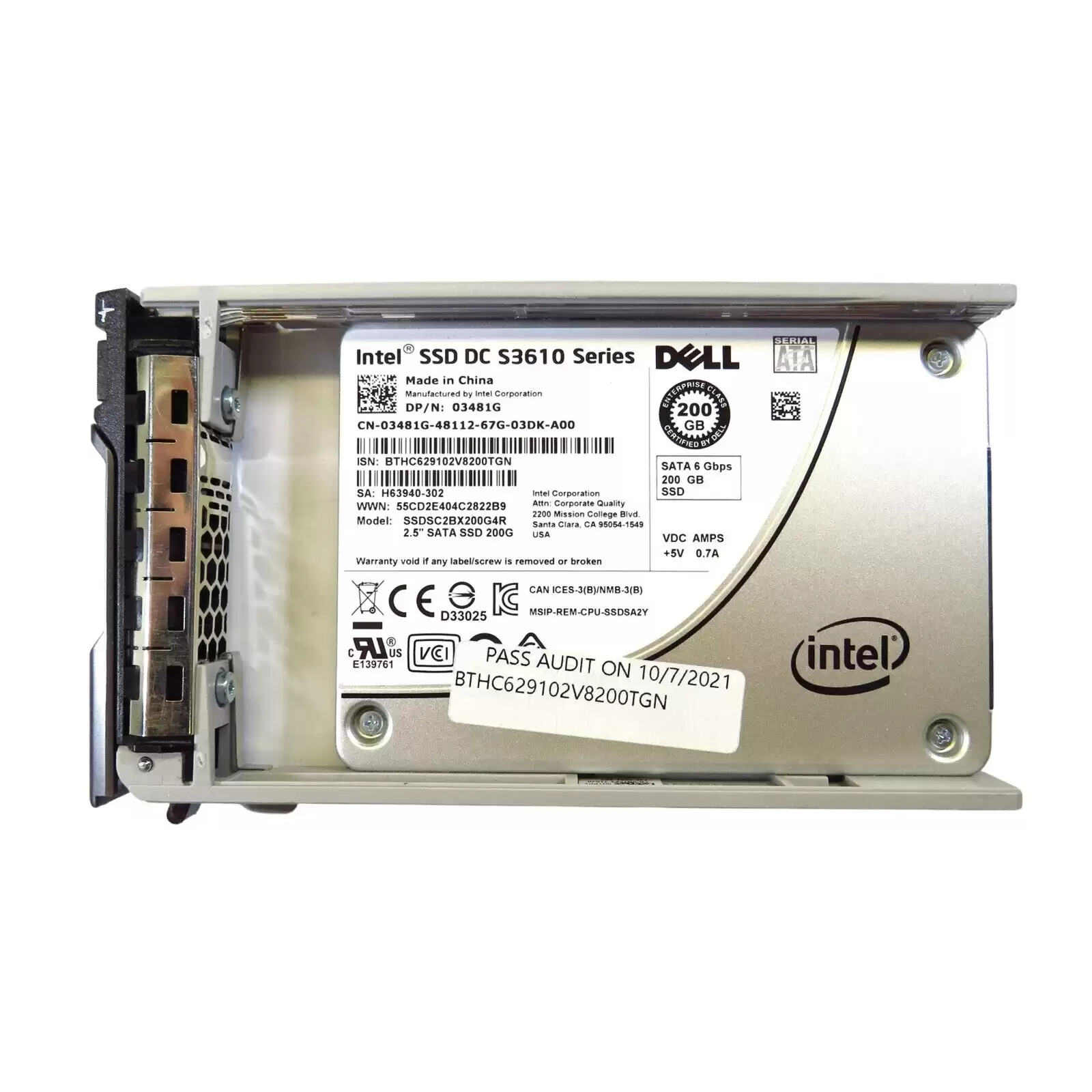 Dell 3481G 200GB SATA 6Gb/s Hot Swap Mixed Use MLC 2.5-inch Solid State Drive with Tray for PowerEdge G13