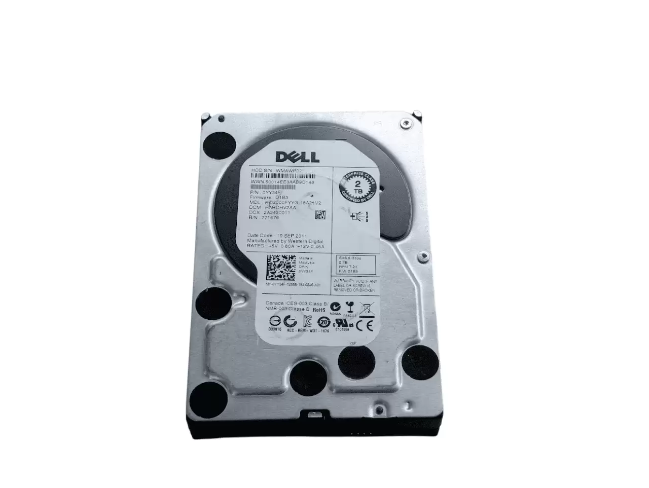 Dell YY34F 2TB 7200RPM SAS 6Gb/s 3.5inch Internal Hard Drive with Tray