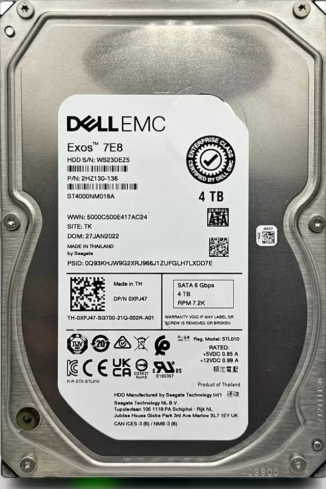 Dell XPJ47 4TB SATA 6Gb/s 7200RPM (512n) 3.5inch Internal Hard Drive