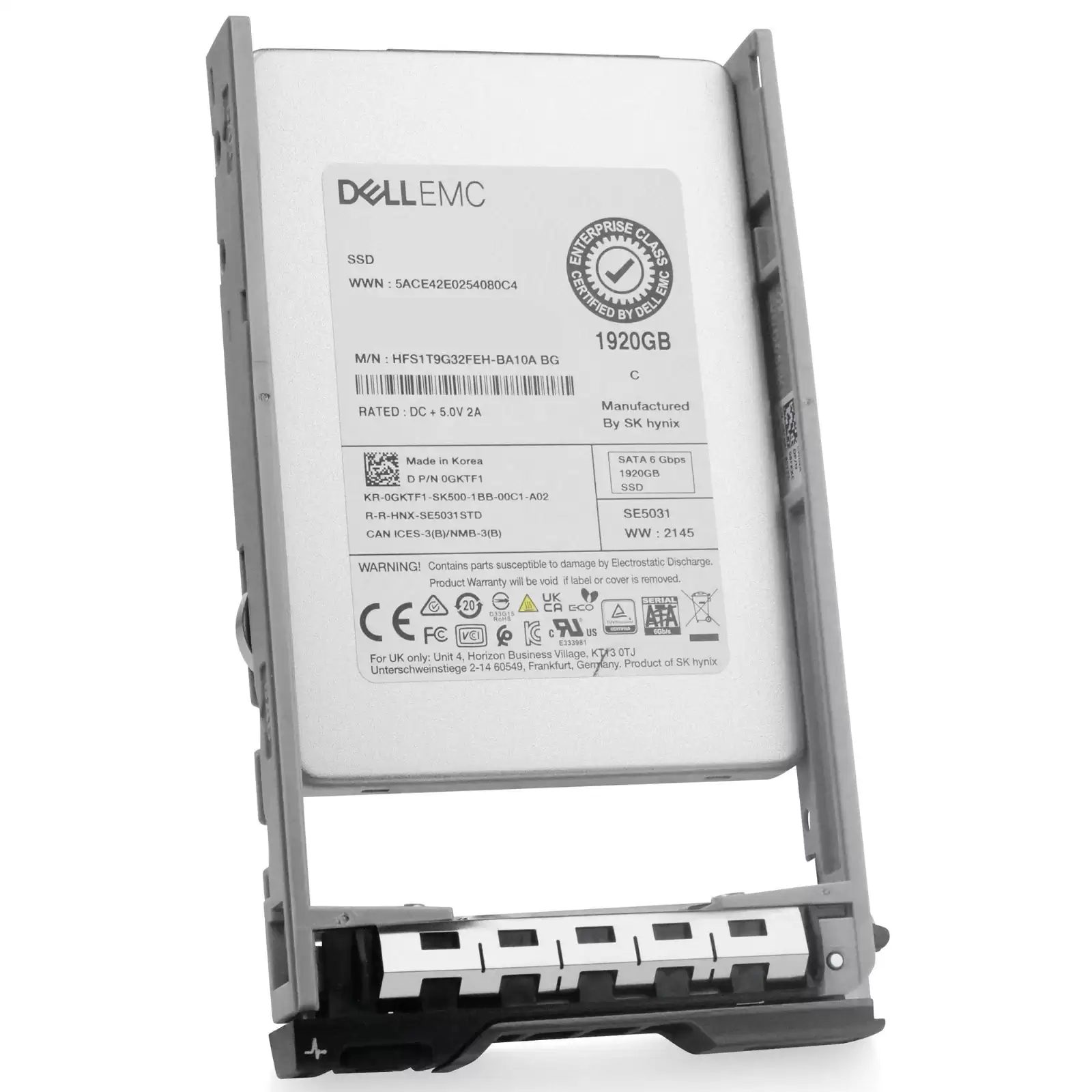 Dell XGDDH 1.92TB SATA 6Gb/s Hot Swap Mixed Use MLC 2.5-inch Solid State Drive