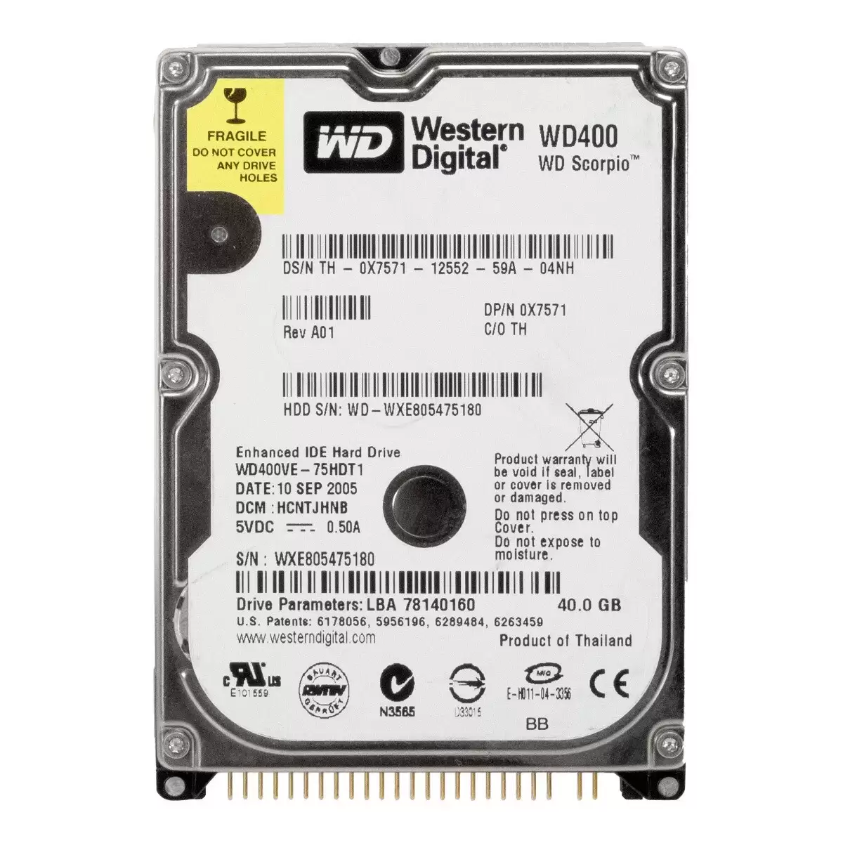 Dell X7571 40GB ATA/IDE 5400RPM 2.5-inch Internal Hard Drive