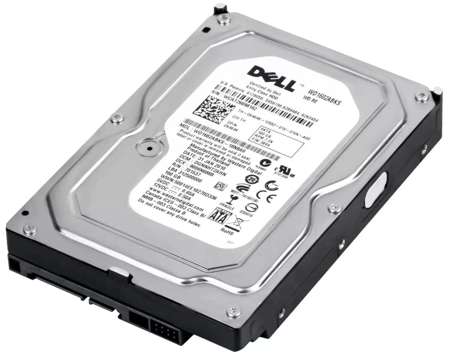 Dell X464K 160GB SATA 7200RPM 3.5inch Internal Hard Drive with F9541 Tray
