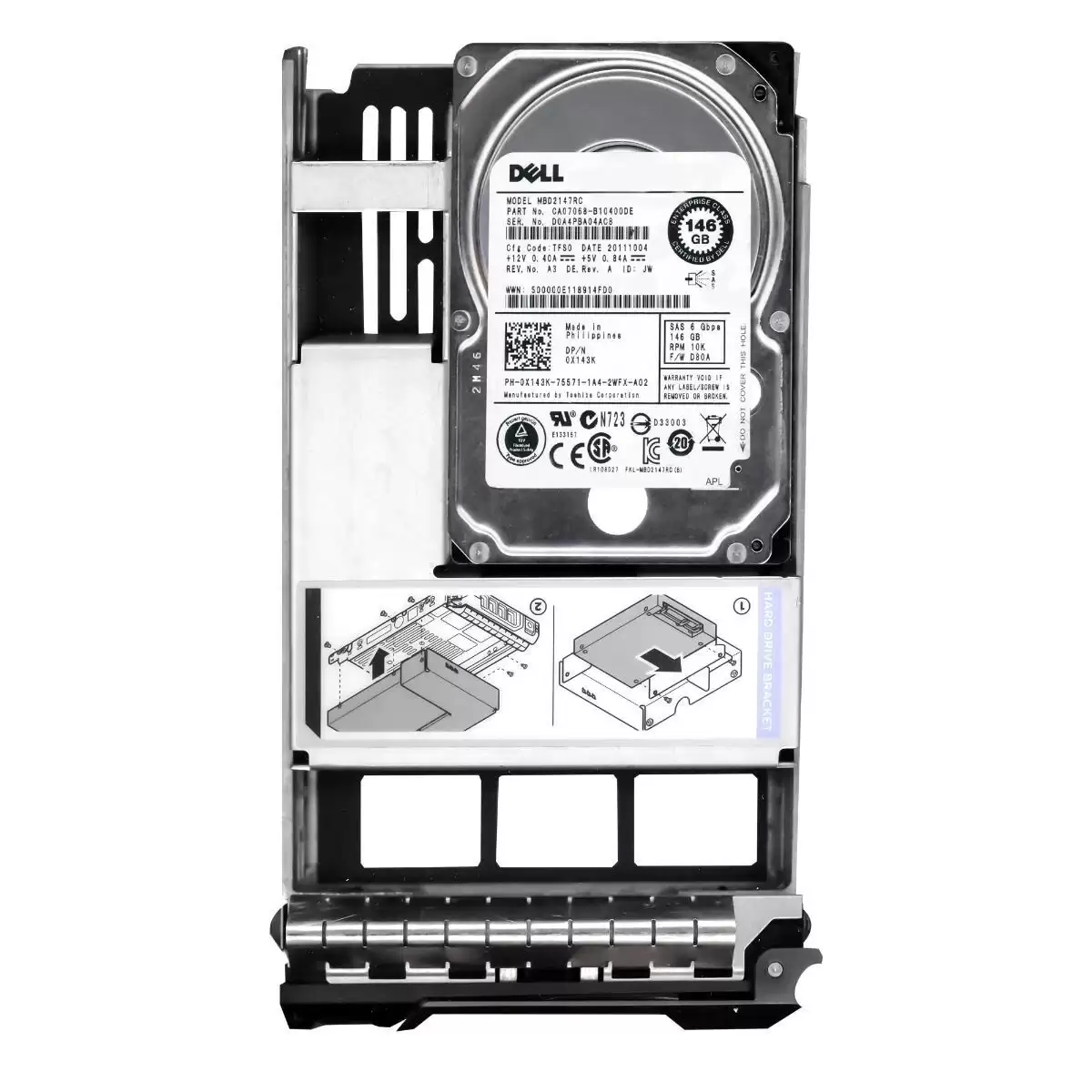 Dell X143K 146GB SAS 6Gb/s Hot Swap 10000RPM 16MB Cache 2.5-inch Internal Hard Drive with Tray for PowerEdge G13