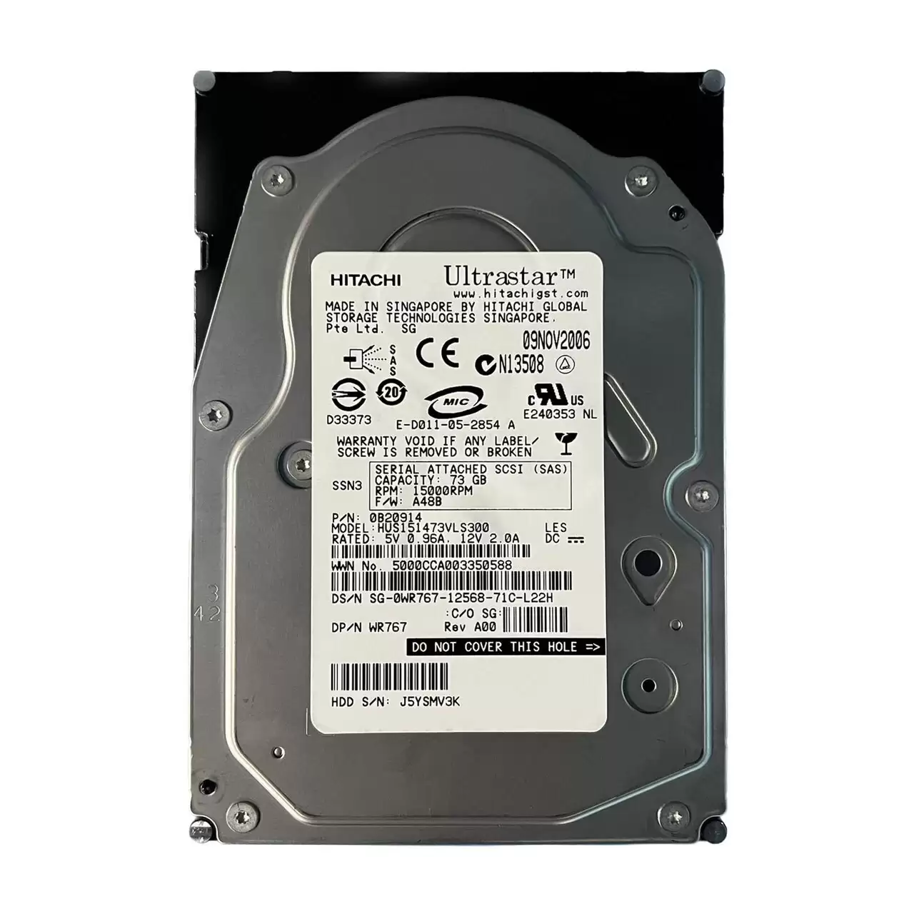 Dell WR767 73GB SAS 3Gb/s Single Port Hot Swap 15000RPM 3.5-inch Internal Hard Drive with Tray for PowerEdge G13