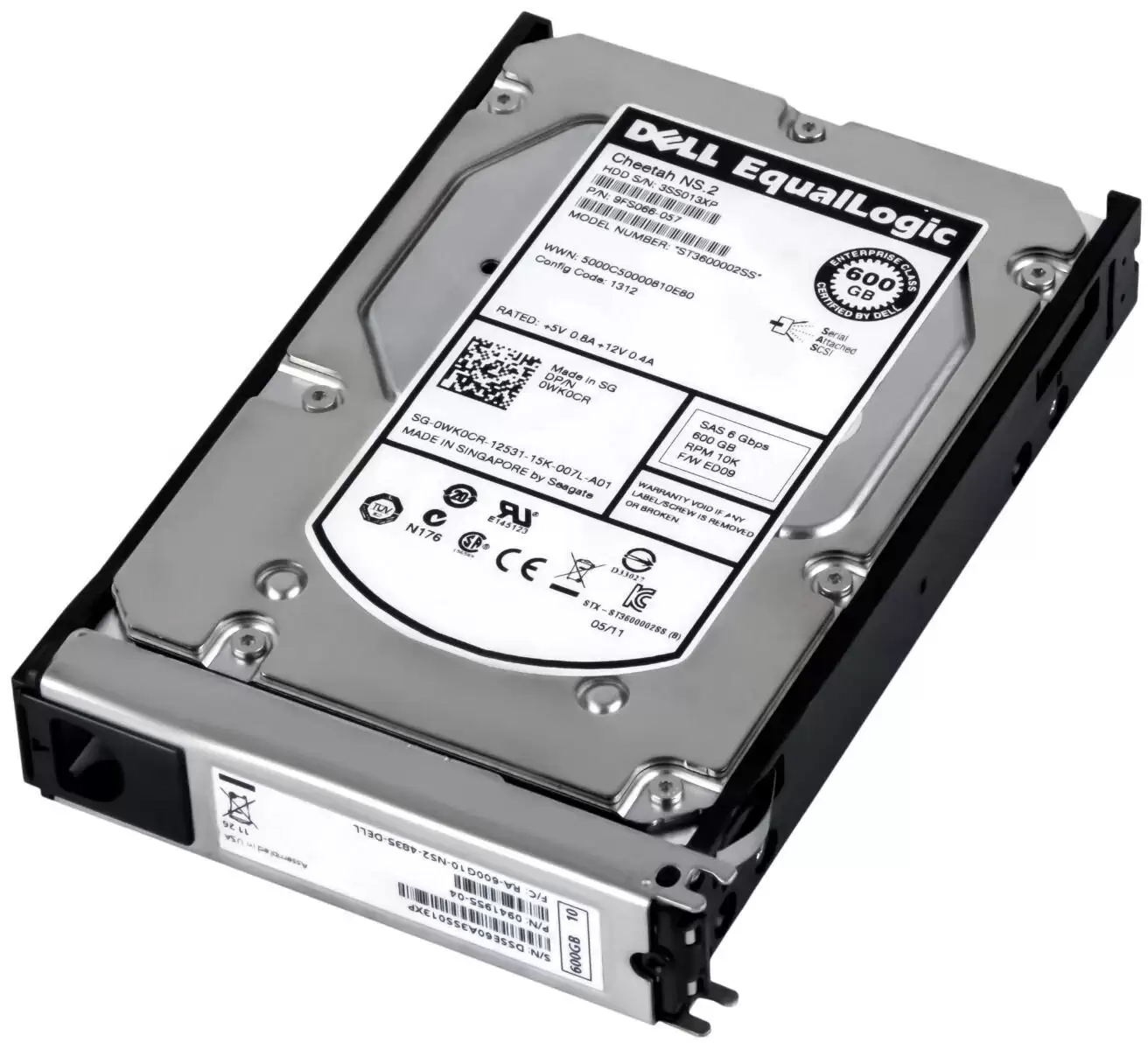 Dell WK0CR EqualLogic 600GB SAS 6Gb/s 10000RPM 16MB Cache 3.5-inch Internal Hard Drive with Tray for PS6510X Series
