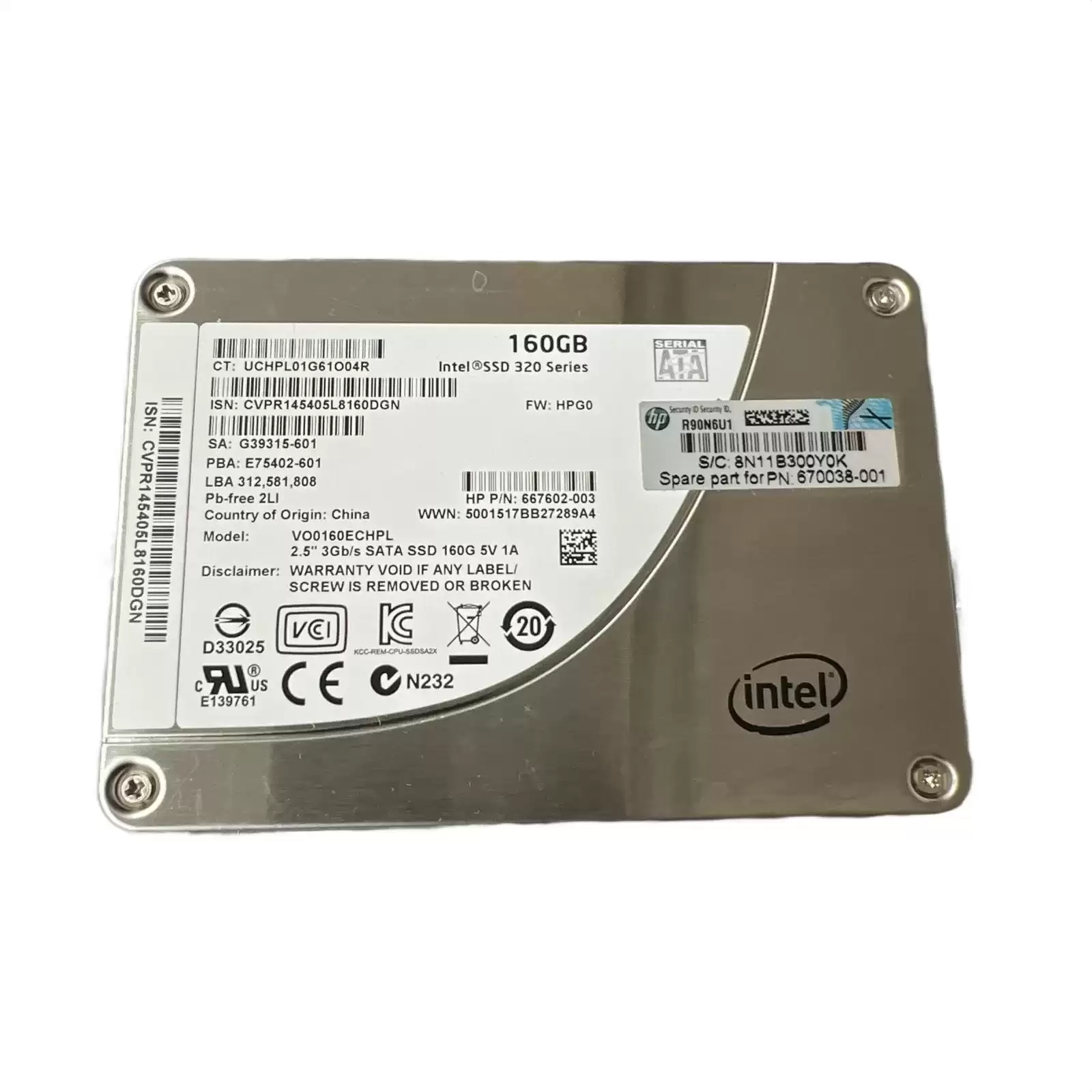 HPE VO0160ECHPL 160GB SATA 3Gb/s MLC 2.5-inch Solid State Drive