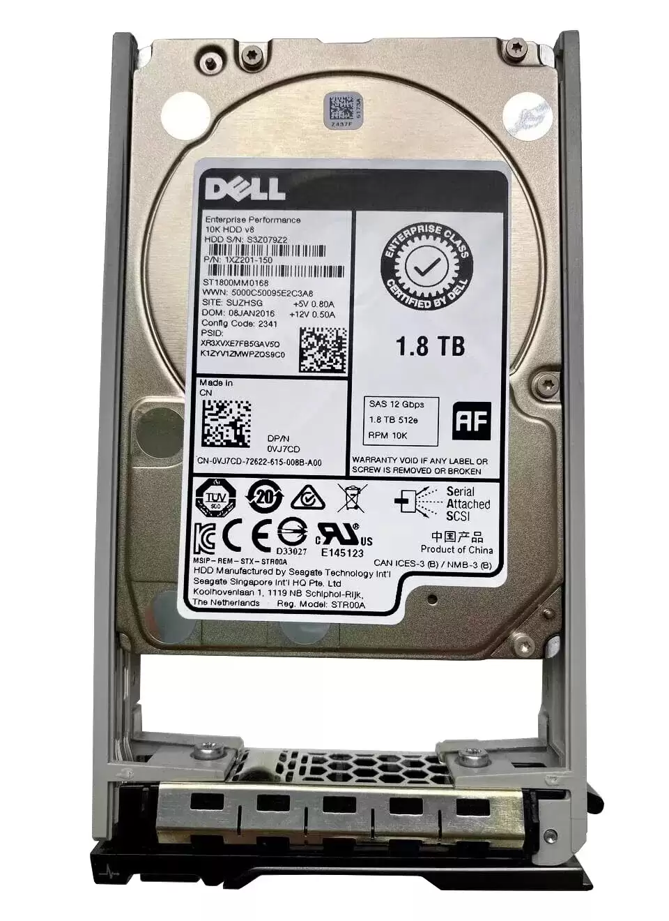 Dell VJ7CD 1.8TB SAS 12Gb/s Hot Swap 10000RPM 128MB Cache (512e) 2.5-inch Internal Hard Drive with Tray for PowerEdge G13