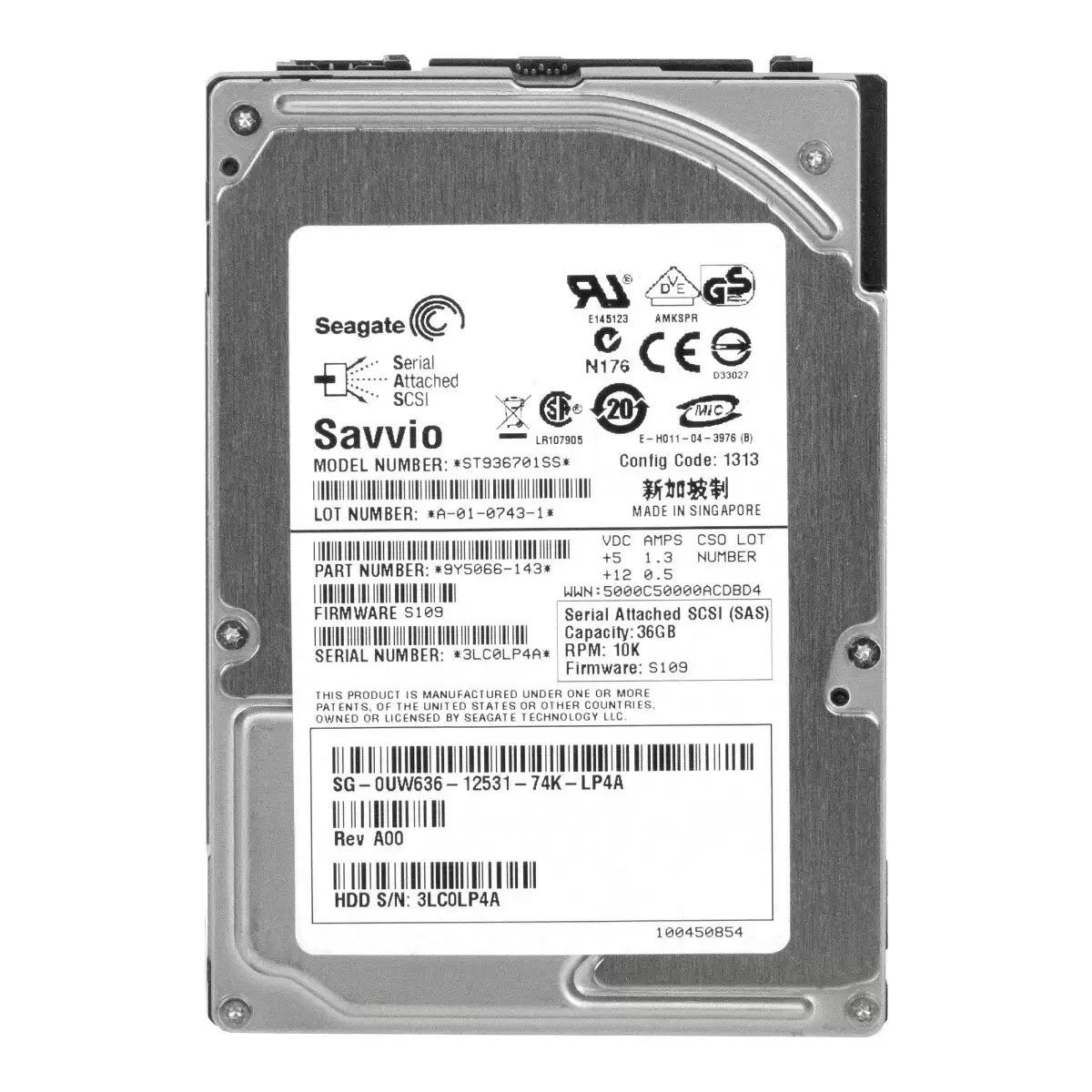 Dell UW636 36GB SAS 3Gb/s 10000RPM 8MB Cache 2.5-inch Internal Hard Drive with Tray
