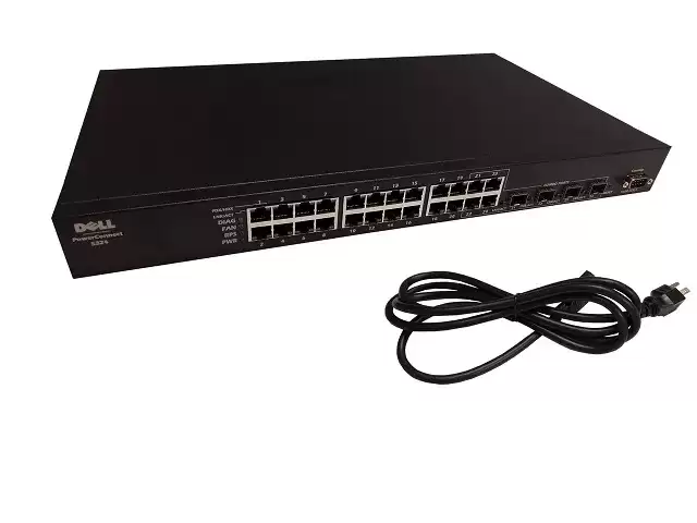 Dell UJ371 PowerConnect 5324 24-Ports 1GbE RJ-45 Managed Rack Mountable Layer 2 Network Switch with 4-Ports SFP