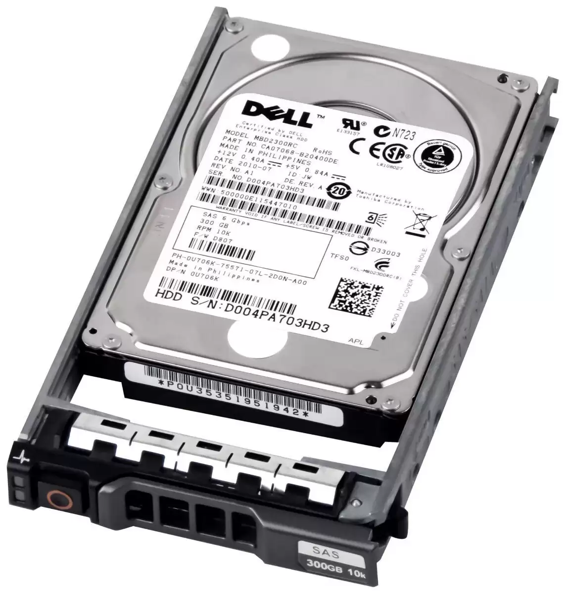 Dell U706K 300GB SAS 6Gb/s 10000RPM 2.5inch Internal Hard Drive with Tray