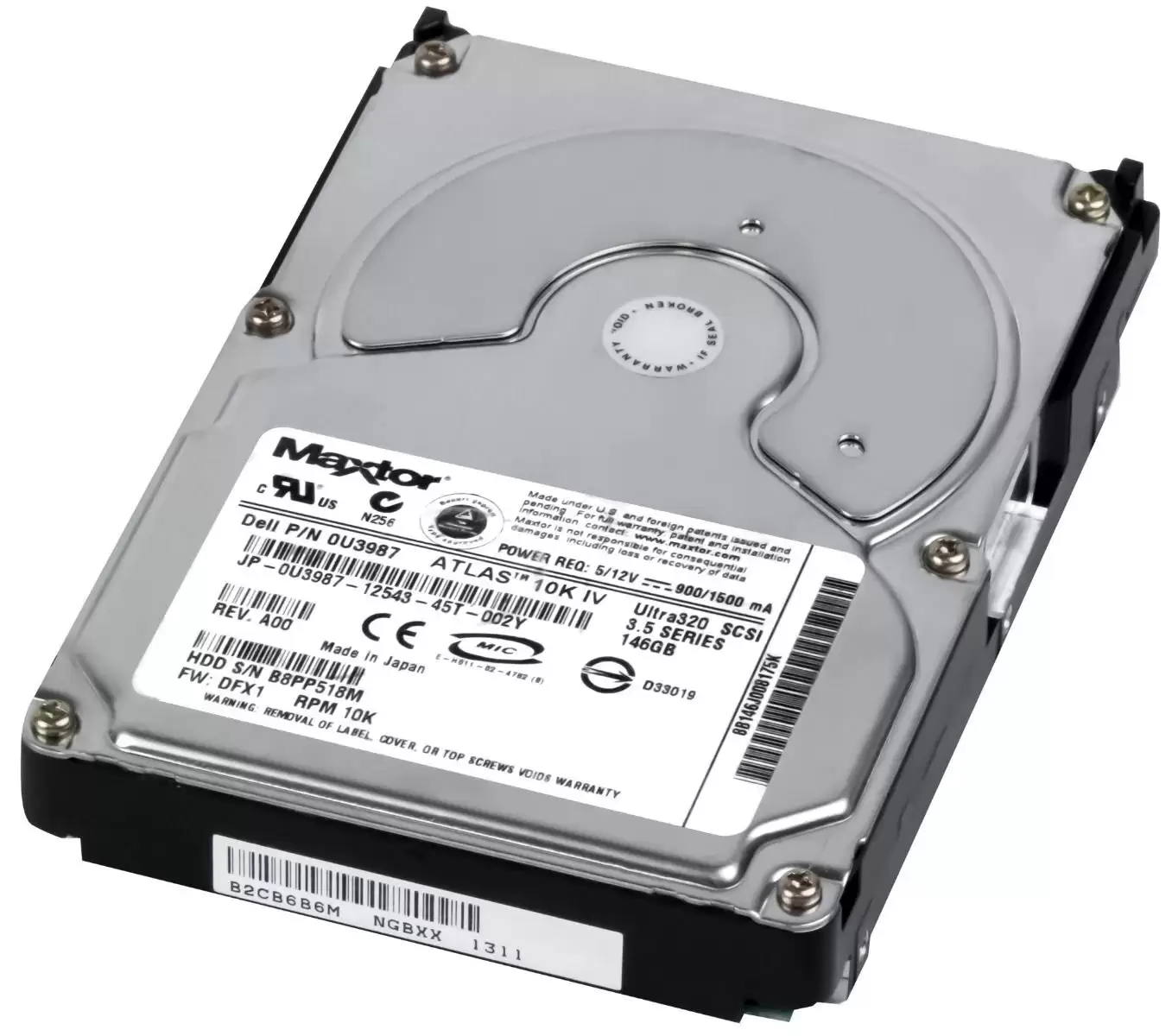 Dell U3987 146GB Ultra-320 SCSI 80-Pin Hot Swap 10000RPM 8MB Cache 3.5-inch Internal Hard Drive with Tray for PowerEdge G13