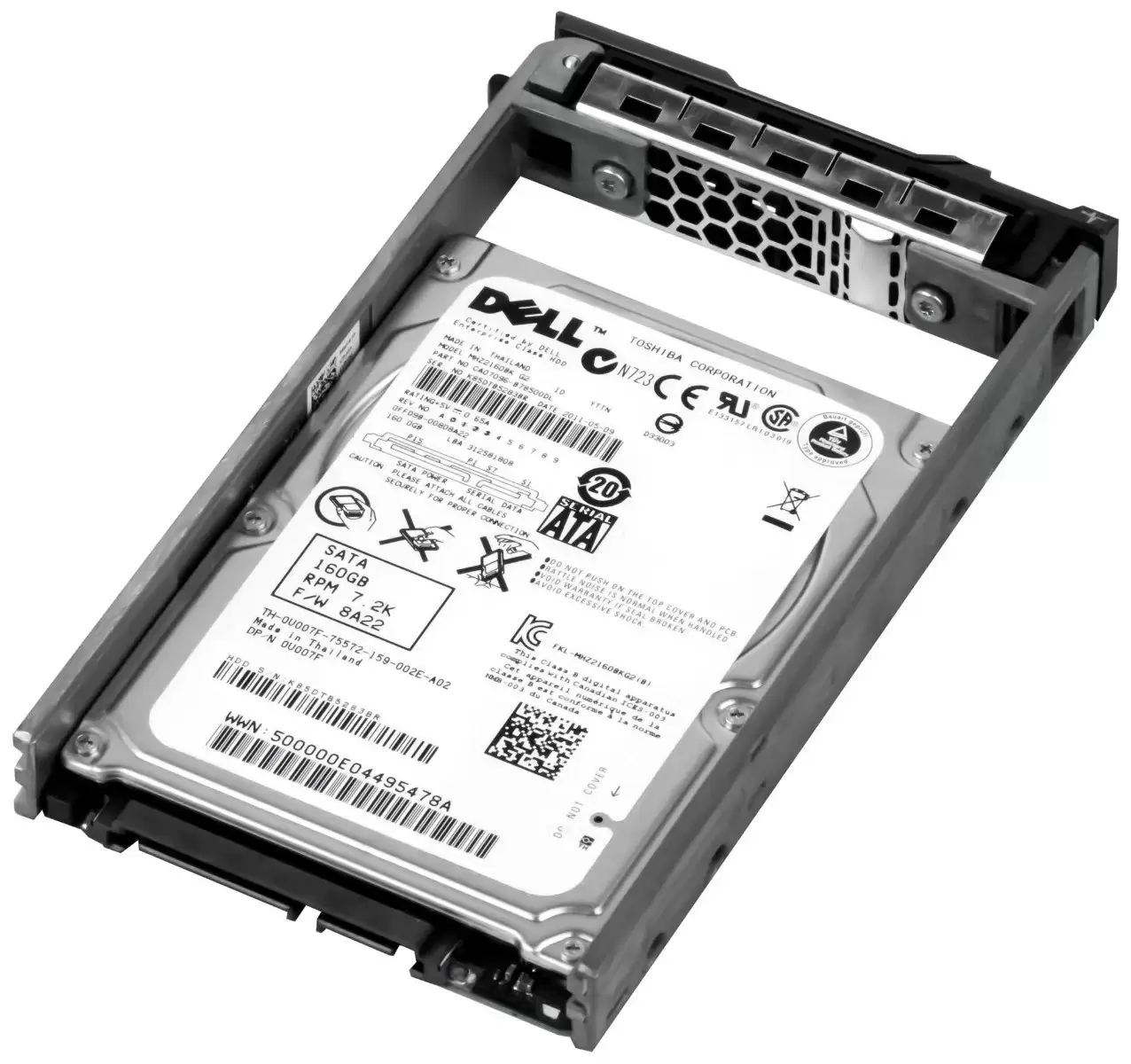 Dell U007F 160GB SATA 7200RPM 2.5inch Internal Hard Drive with G176J Tray