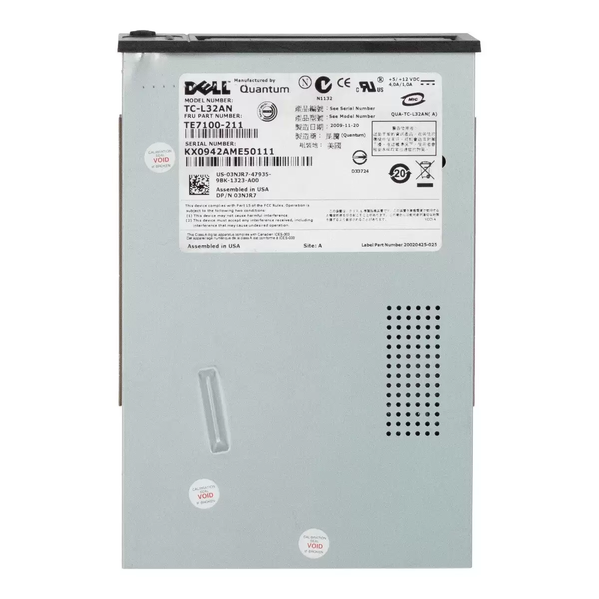 Dell TE7100-211 400GB (Native) / 800GB (Compressed) LTO-3 SAS Half Height Internal Tape Drive