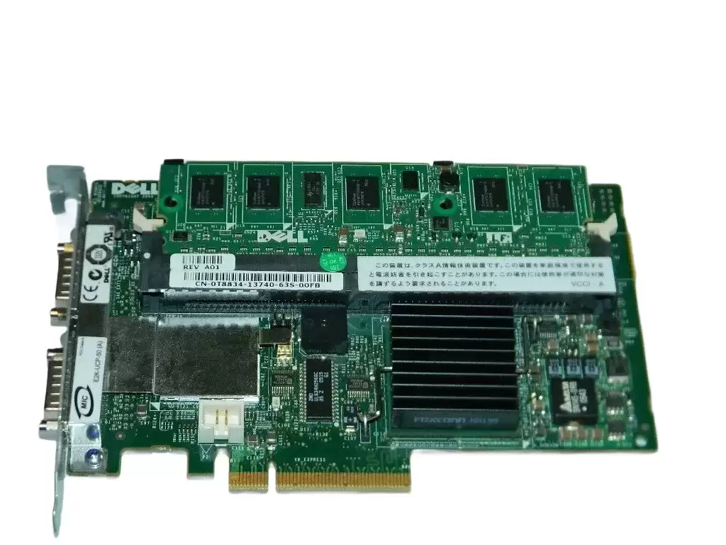 Dell T8834 PERC 5/E 8 Ports Dual Channel SAS 3GbE PCI-Express x8 RAID Controller