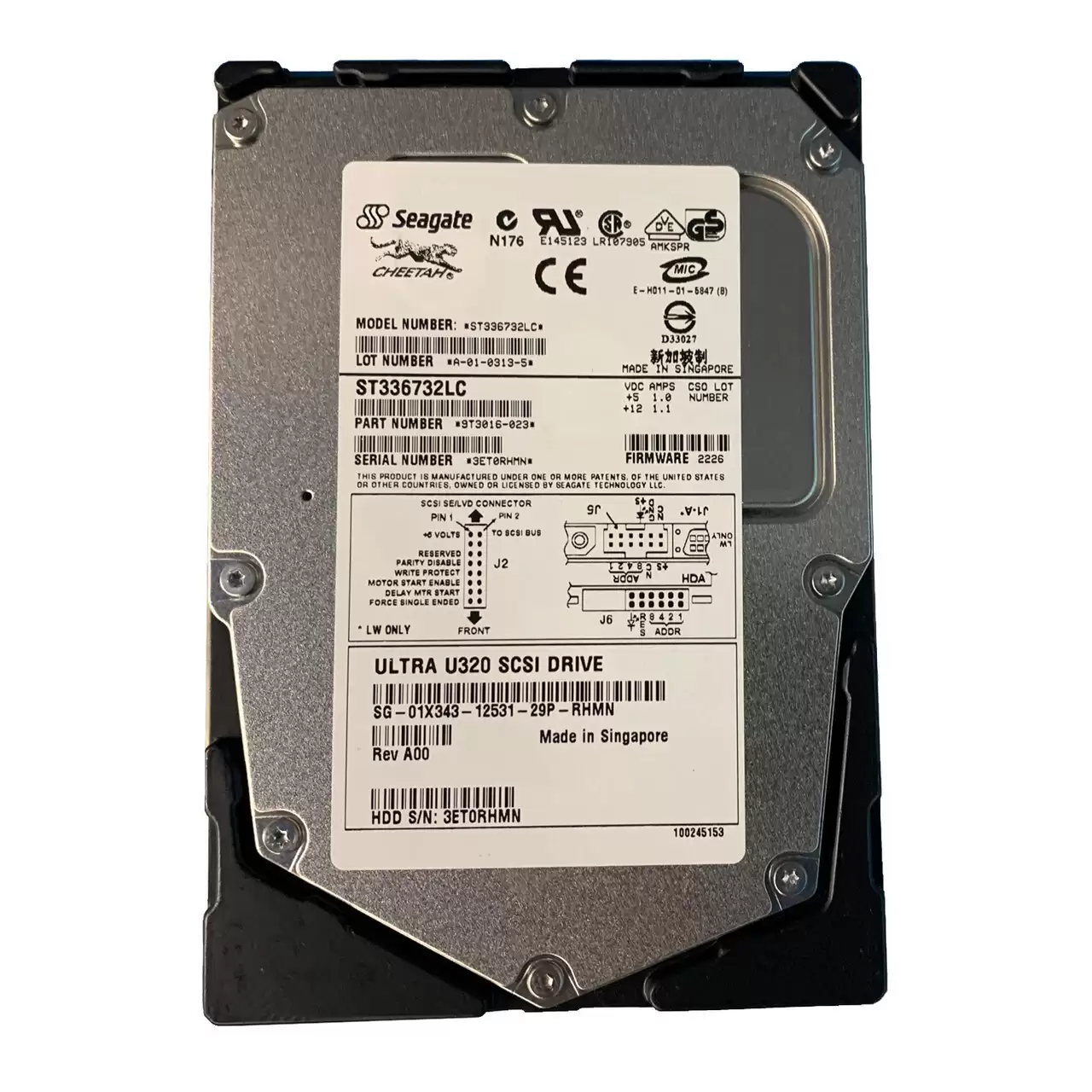 Seagate ST336732LC Cheetah X15 36.7GB Ultra-320 SCSI 80-Pin 15000RPM 8MB Cache 3.5-inch Internal Hard Drive