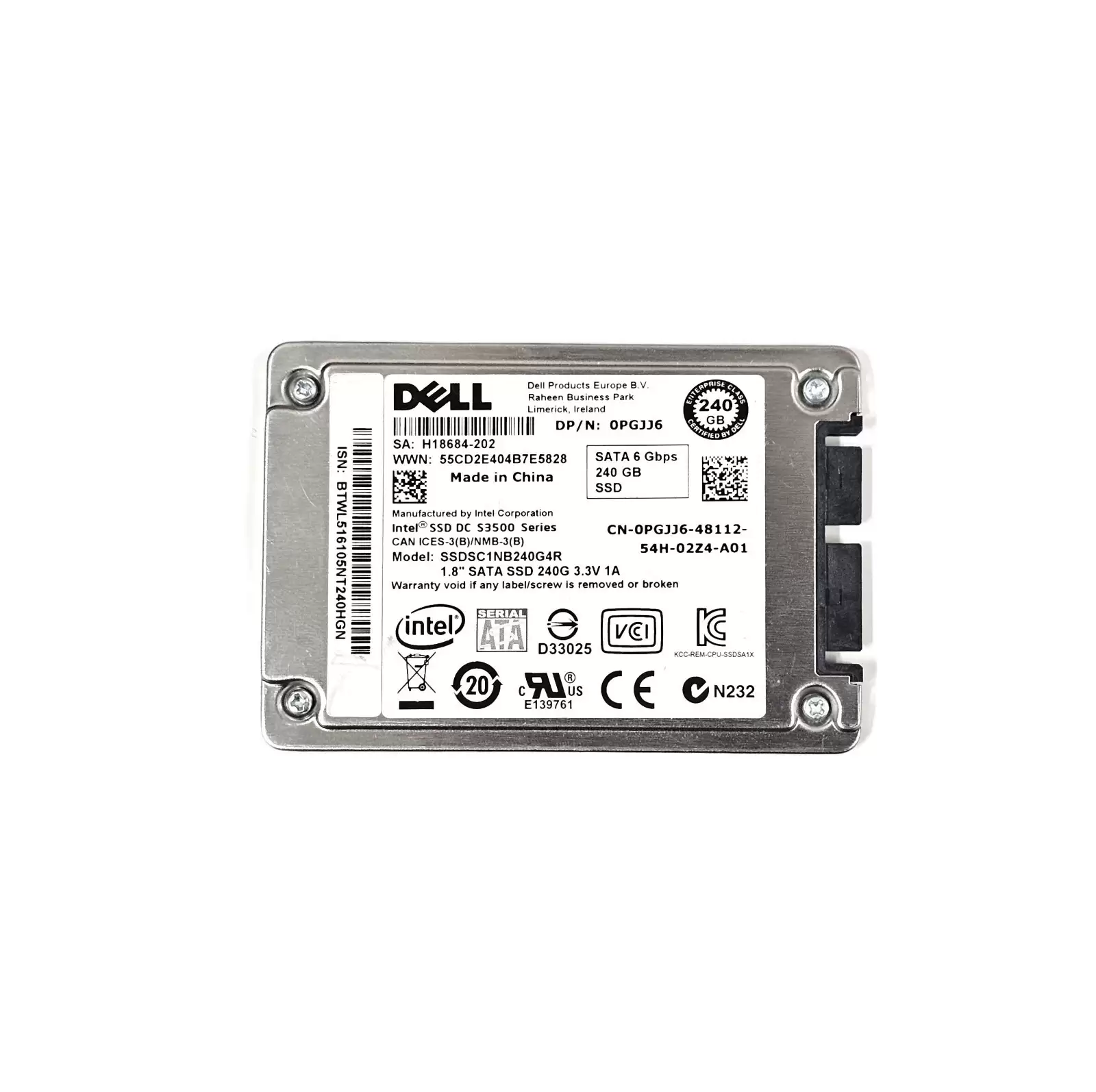 Intel SSDSC1NB240G4R DC S3500 Series 240GB SATA 6Gb/s MLC 1.8-inch Solid State Drive