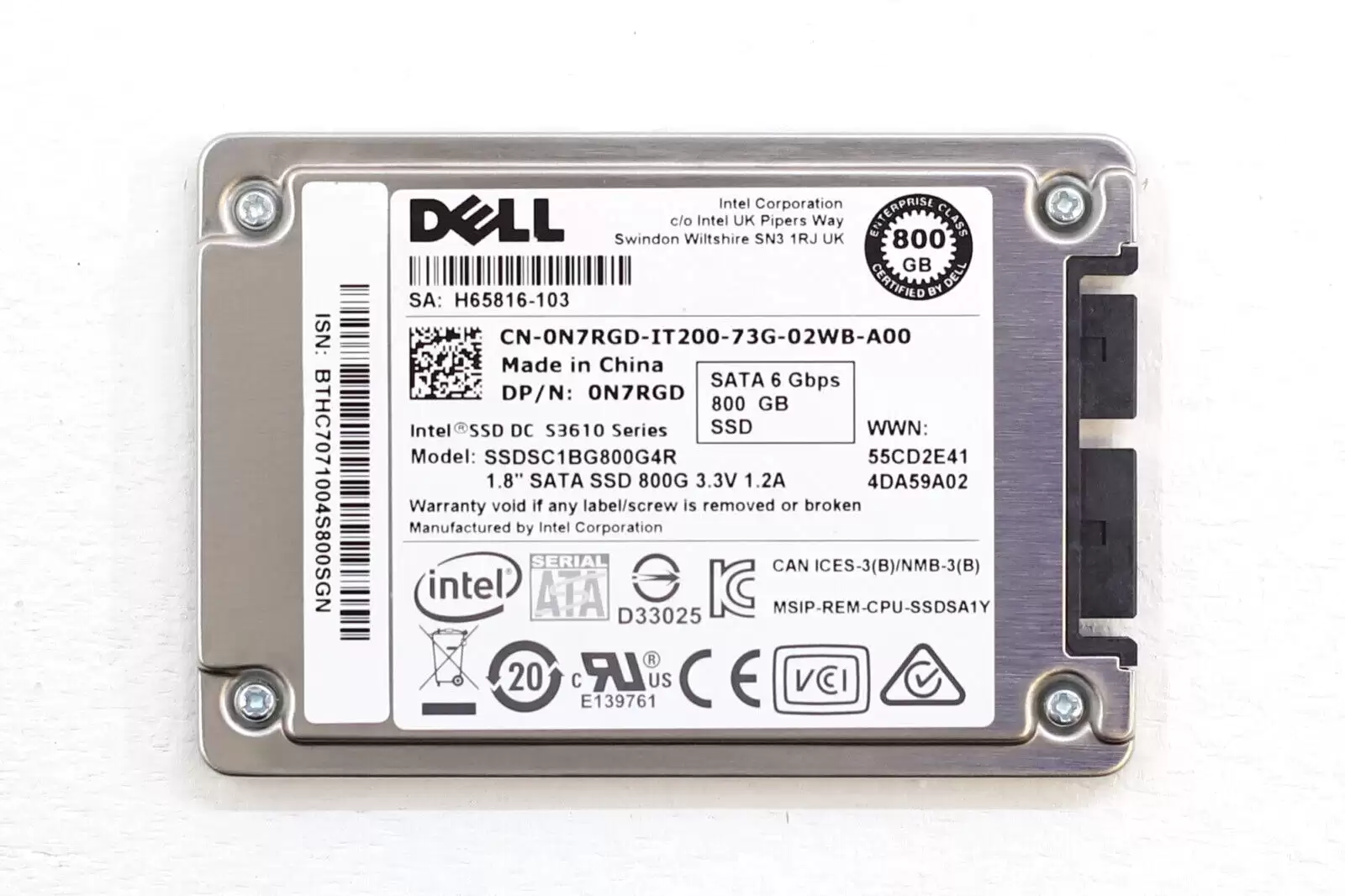 Intel SSDSC1BG800G4R 800GB SATA 6Gb/s Mixed Use Read Intensive MLC 1.8-inch Solid State Drive