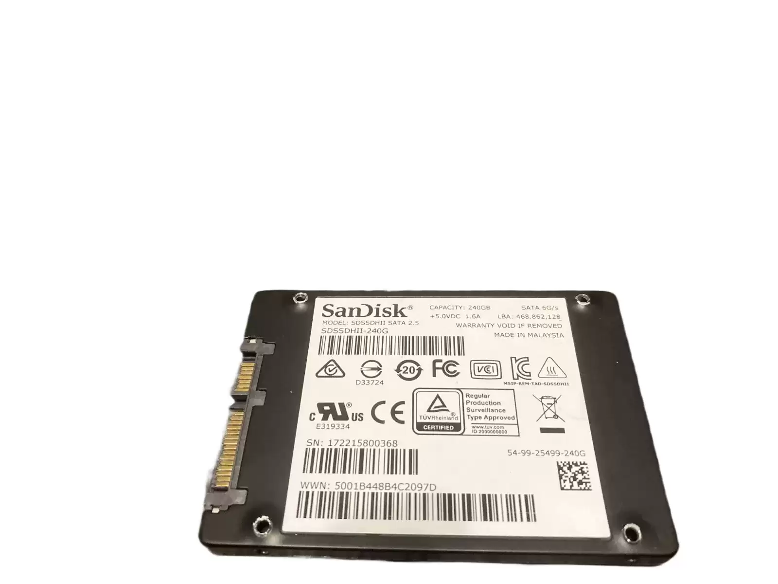 Sandisk SDSSDHII-240G-G25 Ultra II 240GB SATA 6Gb/s TLC 2.5-inch Solid State Drive