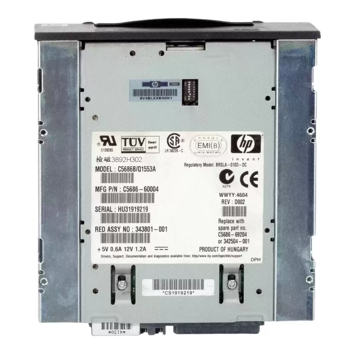 HPE Q1553A 20GB (Native) / 40GB (Compressed) DAT DDS-4 SCSI LVD Internal Tape Drive