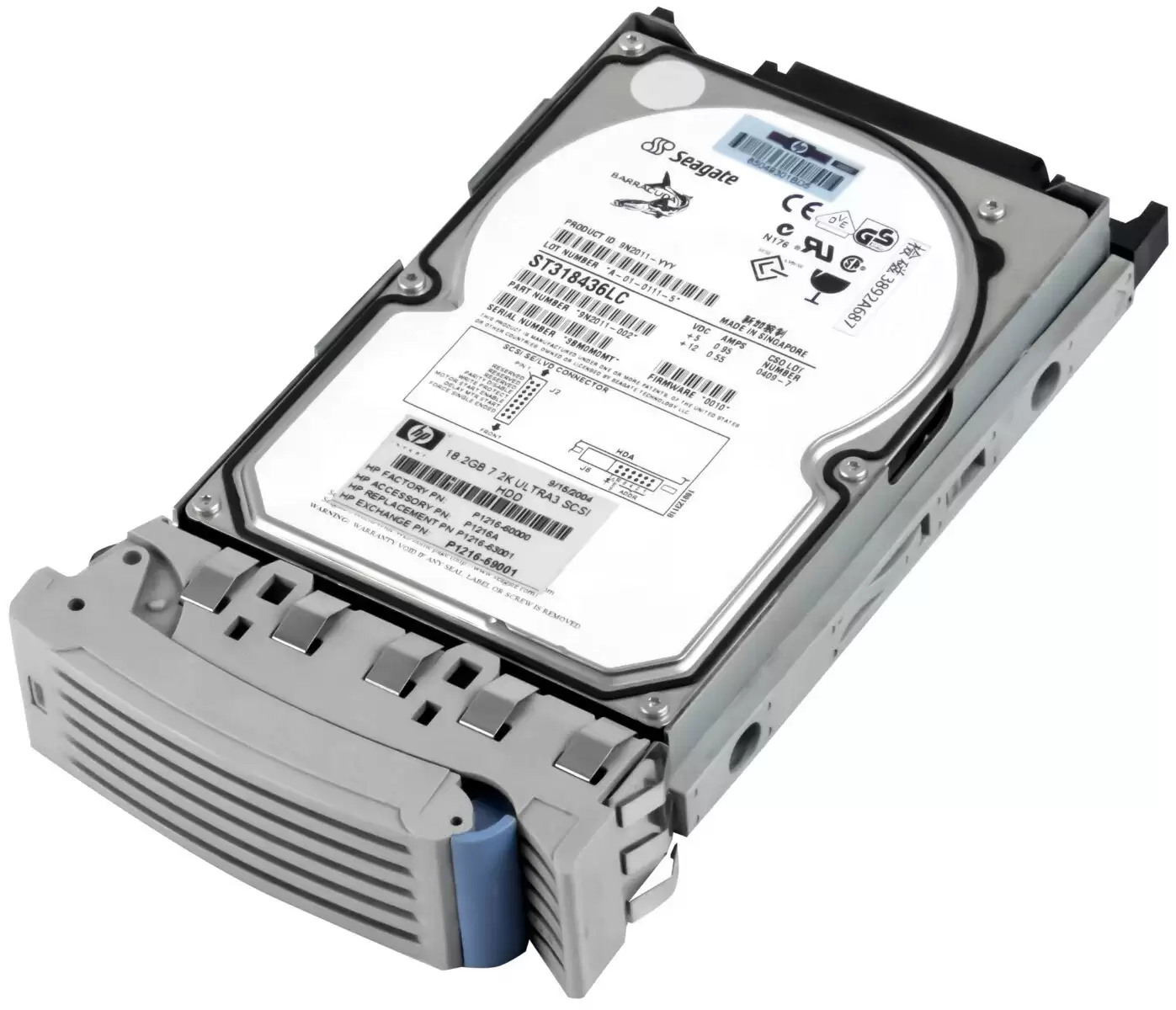 HPE P1216A 18.2GB 10000RPM Ultra3 SCSI Hot Swappable Internal Hard Drive with Tray