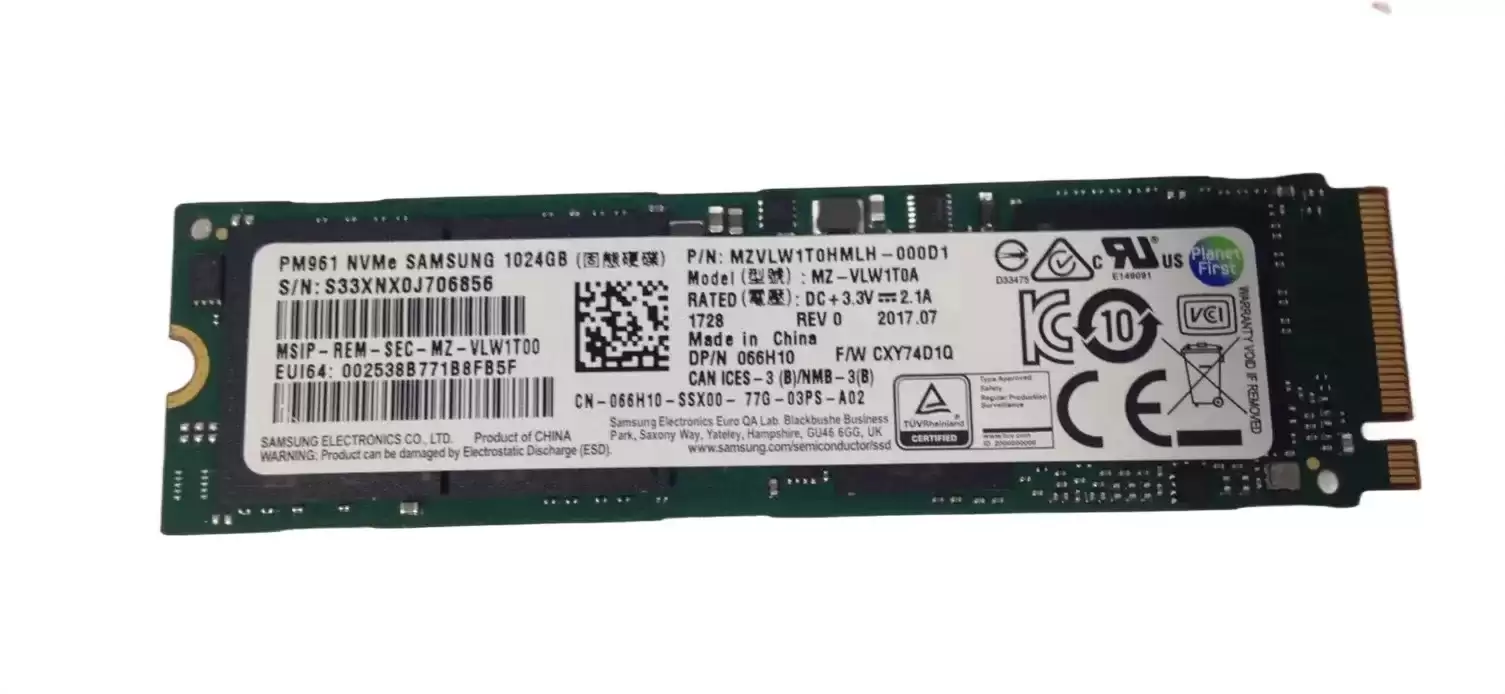 Samsung MZ-VLW1T0A PM961 Series 1TB PCI-Express 3.0 x4 NVME TLC M.2 2280 Solid State Drive