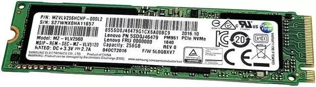Samsung MZ-VLV2560 PM951 Series 256GB PCI-Express 3.0 x4 NVME TLC M.2 2280 Solid State Drive