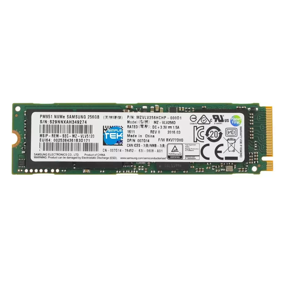 Samsung MZ-VLV1280 PM951 Series 128GB PCI-Express 3.0 x4 NVME TLC M.2 2280 Solid State Drive