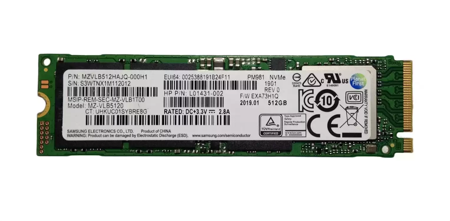 Samsung MZ-VLB1T00 PM981 Series 1TB PCI-Express 3.0 x4 NVME TLC M.2 2280 Solid State Drive