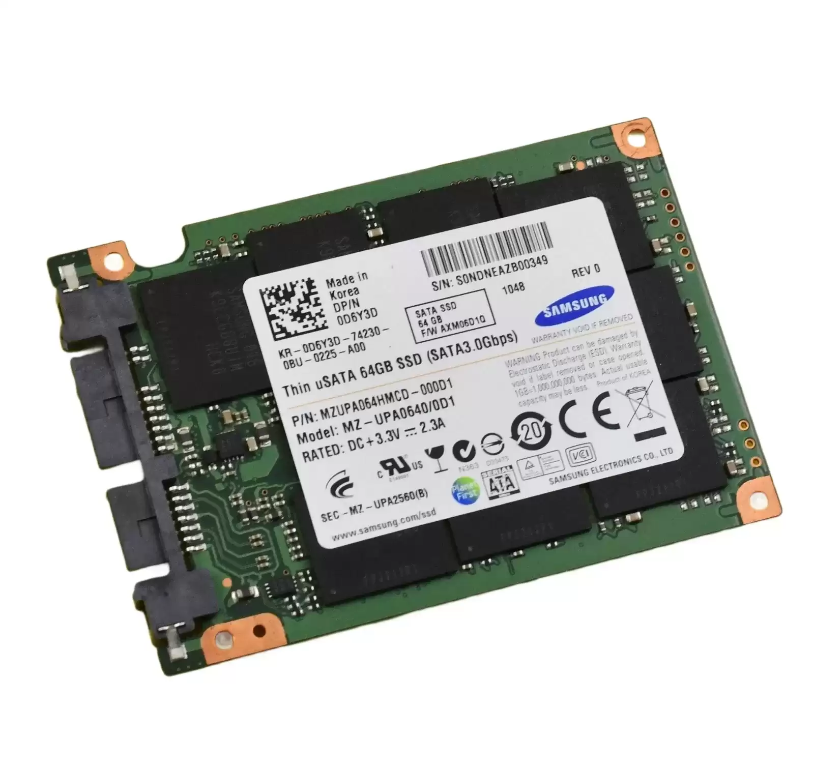 Samsung MZUPA064HMCD-000D1 Thin SSD 64GB SATA 3Gb/s MLC 1.8-inch Solid State Drive