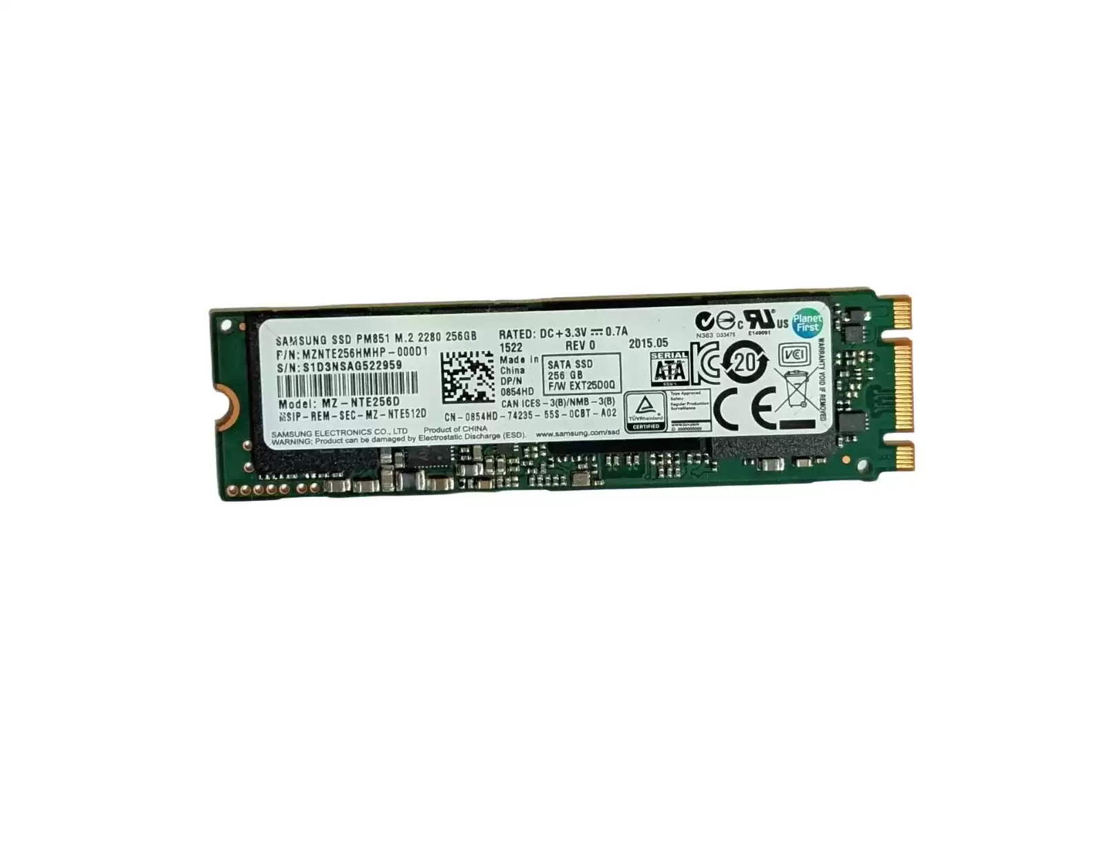 Samsung MZ-NTE256D PM851 Series 256GB SATA 6Gb/s TLC AES-256 M.2 2280 Solid State Drive
