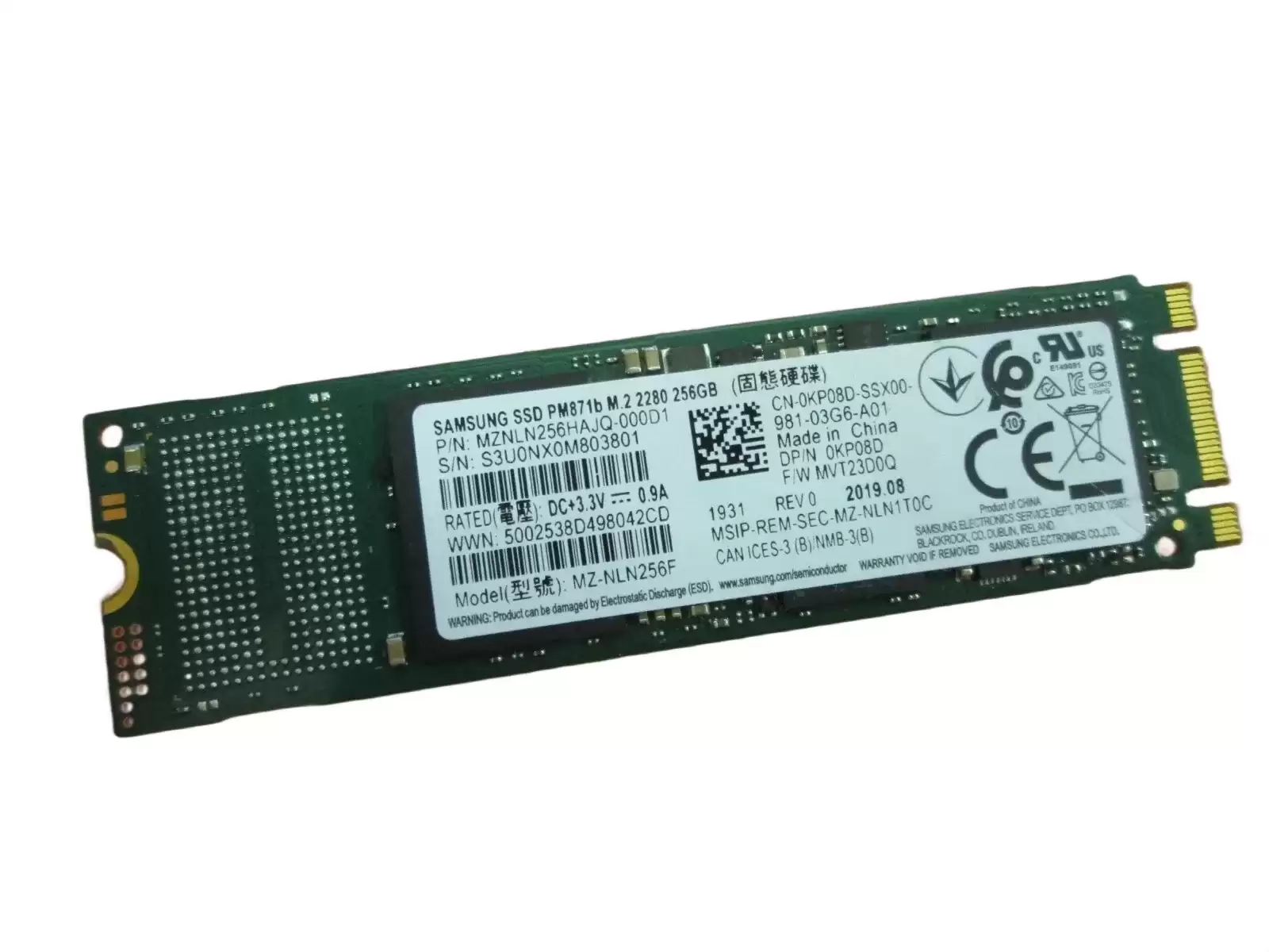 Samsung MZ-NLN256F PM871b Series 256GB SATA 6Gb/s TLC M.2 2280 Solid State Drive