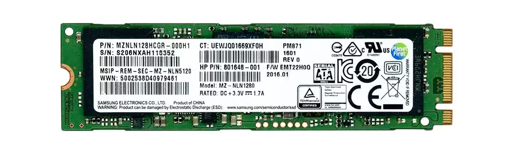 Samsung MZNLN128HCGR-000H1 PM871 Series 128GB SATA 6Gb/s Mainstream Endurance TLC AES-256 M.2 2280 Solid State Drive