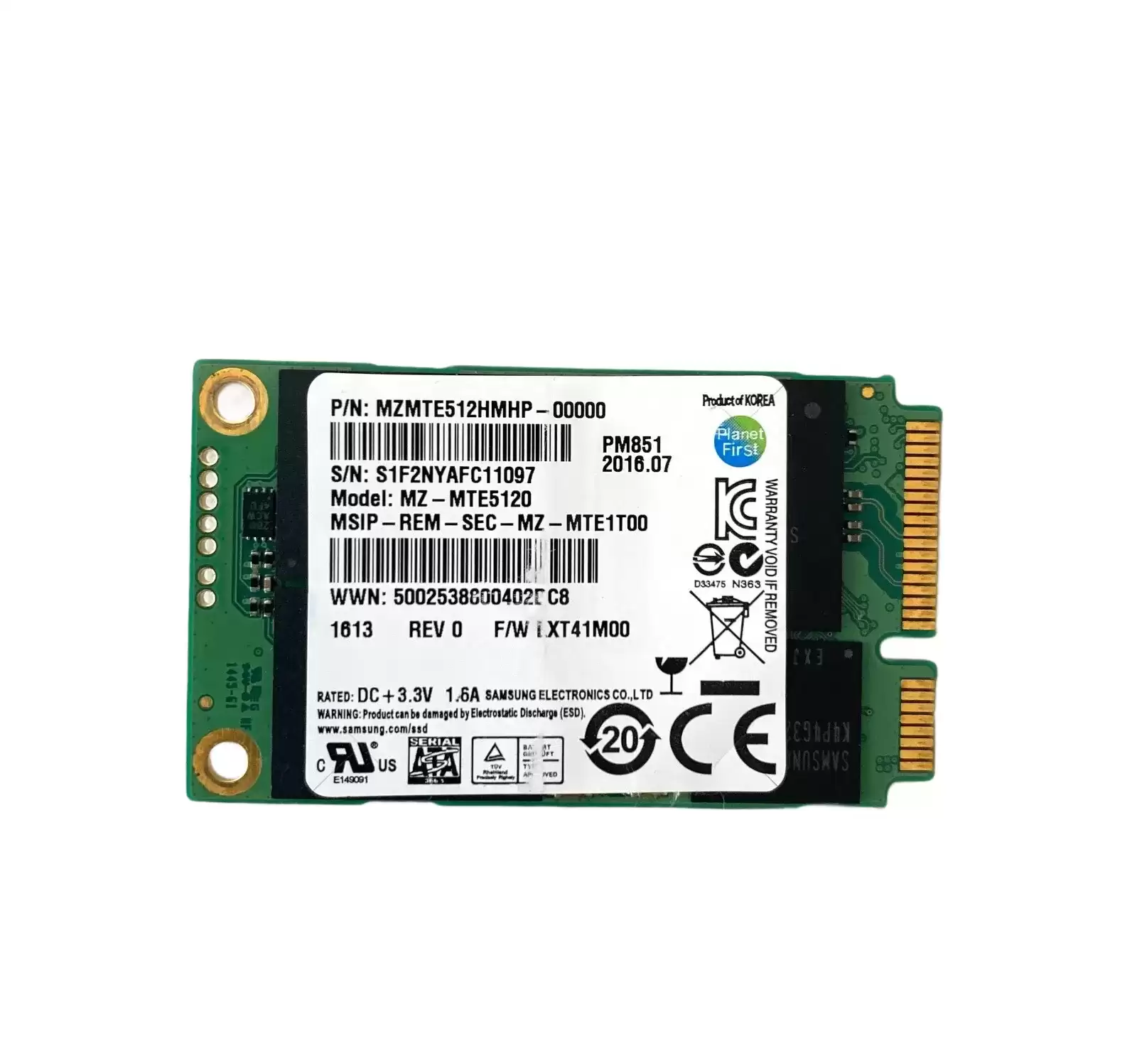 Samsung MZMTE512HMHP-00000 PM851 Series 512GB SATA 6Gb/s TLC AES-256 M.2 Solid State Drive