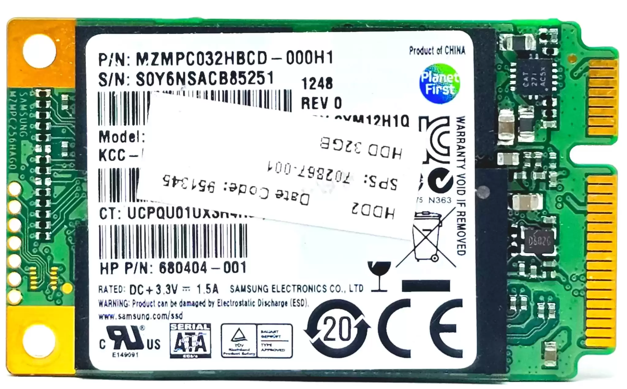 Samsung MZ-MPF0320 CM851 Series 32GB SATA 6Gb/s MLC M.2 Solid State Drive