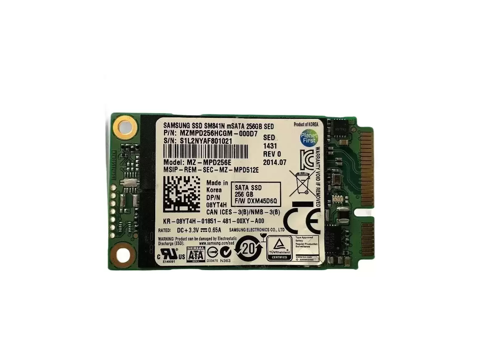 Samsung MZMPD256HCGM-000D7 SM841n Series 256GB SATA 6Gb/s MLC AES-256 TCG Opal 2.0 M.2 Solid State Drive