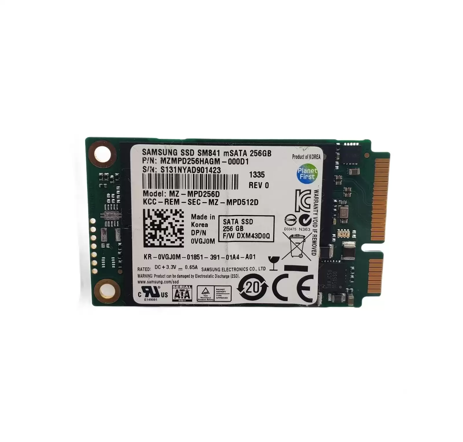 Samsung MZMPD256HAGM-000D1 SM841 Series 256GB SATA 6Gb/s MLC AES-256 M.2 Solid State Drive