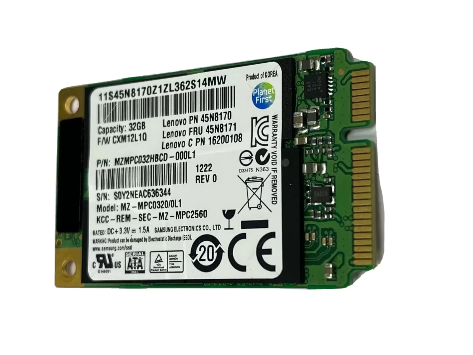 Samsung MZMPC032HBCD-000L1 PM830 Series 32GB SATA 6Gb/s MLC M.2 Solid State Drive