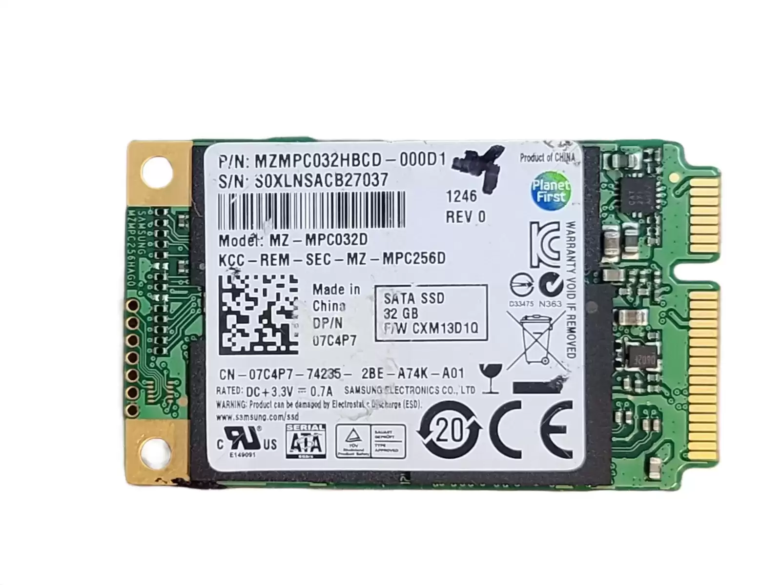 Samsung MZMPC032HBCD-000D1 PM830 Series 32GB SATA 6Gb/s MLC M.2 Solid State Drive
