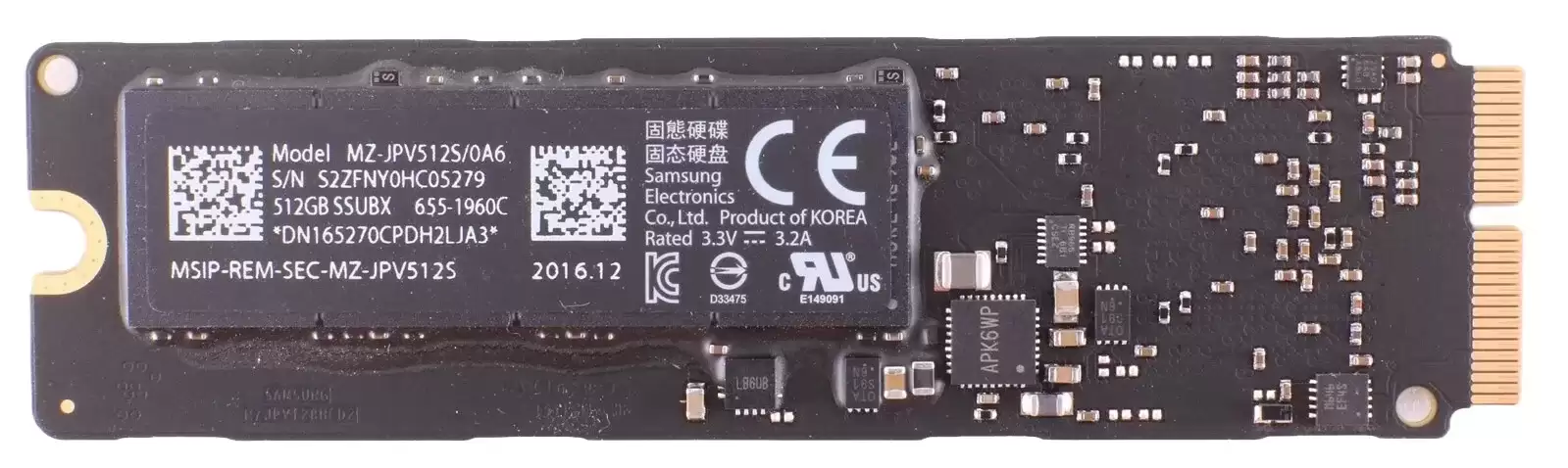 Samsung MZ-JPV512S 512GB PCI-Express 3.0 x4 NVME MLC M.2 2280 Solid State Drive For Apple MacBook