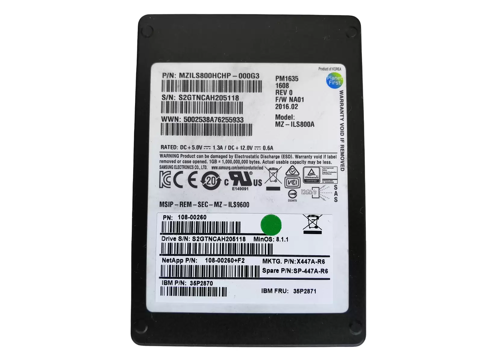 Samsung MZILS800HCHP PM1635 Enterprise 800GB SAS 12Gb/s MLC 2.5-inch Solid State Drive