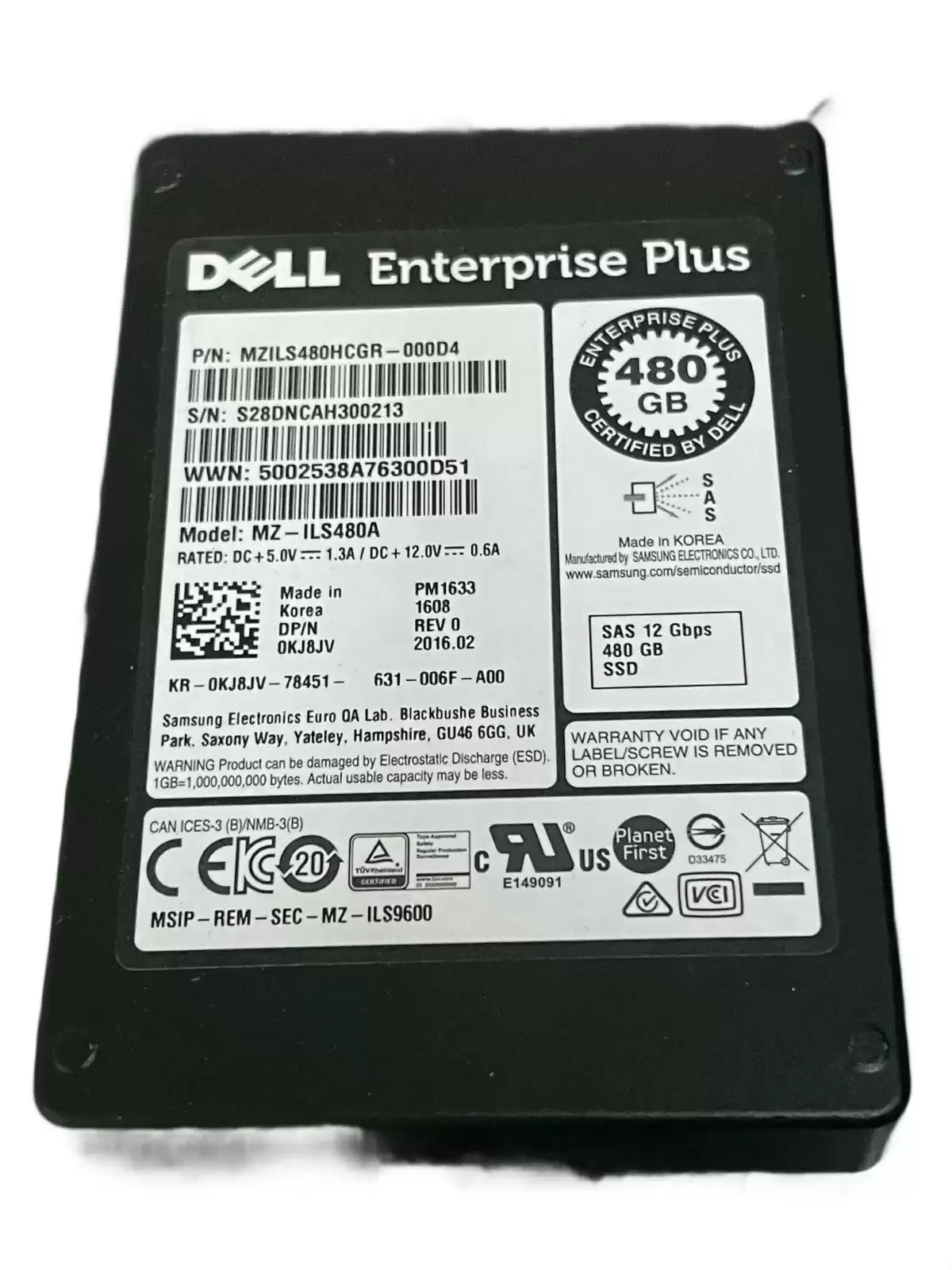 Samsung MZILS480HCGR PM1633 Series 480GB SAS 12Gb/s TLC PLP 2.5-inch Solid State Drive