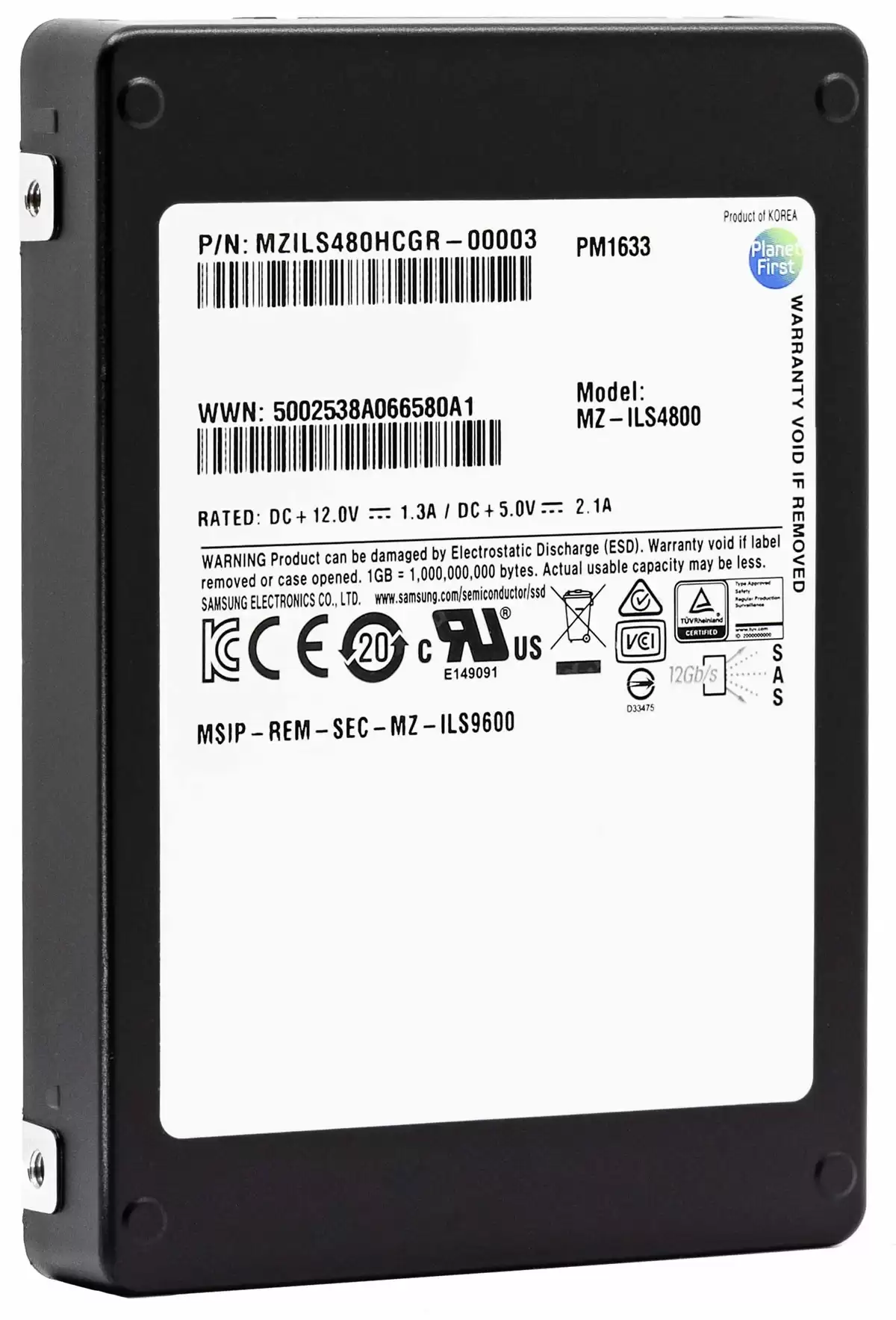 Samsung MZ-ILS4800 PM1633 Series 480GB SAS 12Gb/s TLC PLP 2.5-inch Solid State Drive