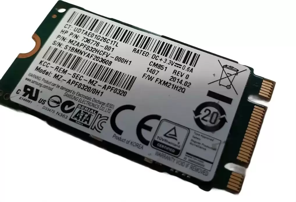 Samsung MZAPF032HCFV-000H1 CM851 Series 32GB SATA 6Gb/s MLC M.2 2242 Solid State Drive