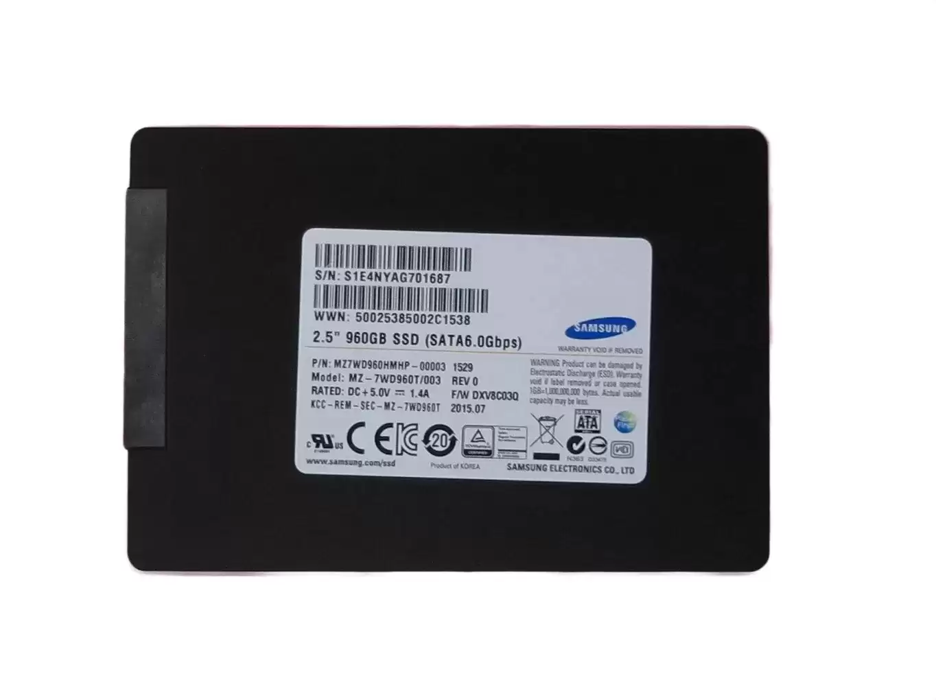 Samsung MZ7WD960HMHP-00003 Data Center SV843 960GB SATA 6Gb/s Write Intensive MLC AES-256 PLP 2.5-inch Solid State Drive