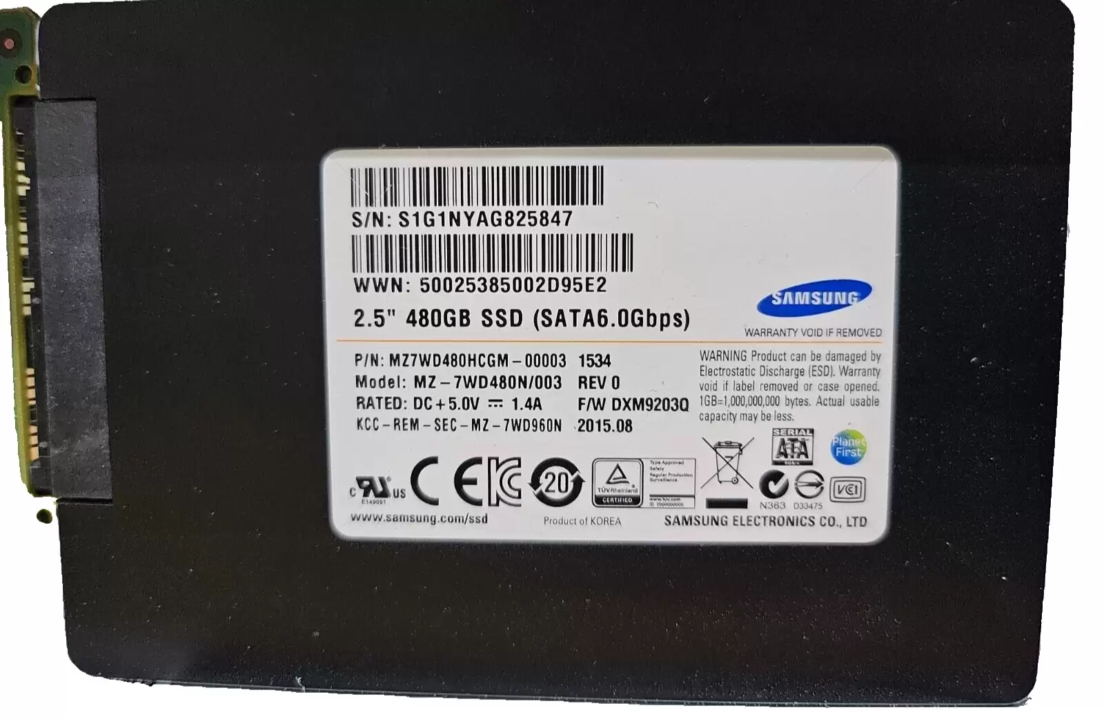 Samsung MZ7WD480HCGM-00003 SM843Tn DC Series 480GB SATA 6Gb/s Read Intensive MLC 2.5-inch Solid State Drive