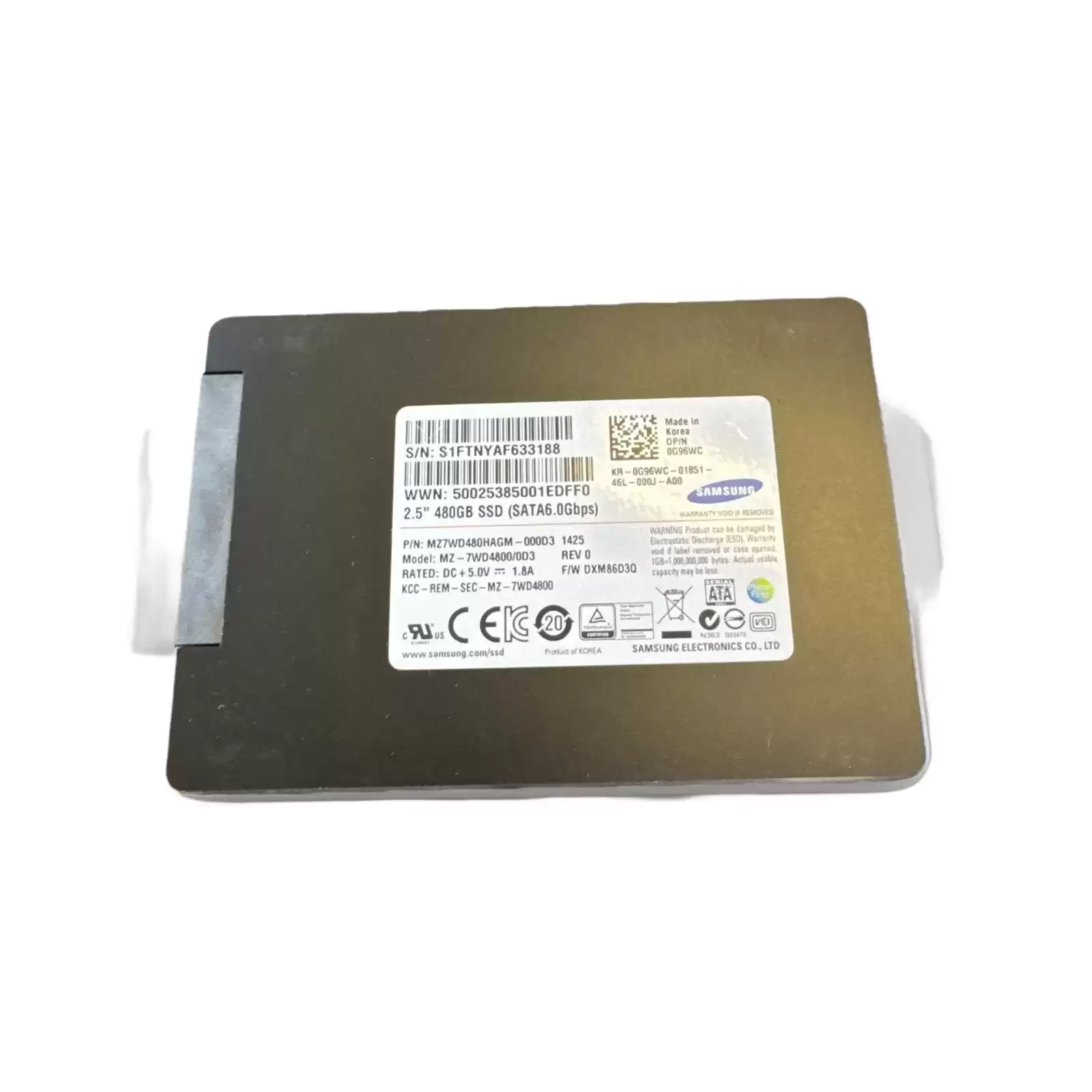 Samsung MZ7WD480HAGM-000D3 SM843T Data Center 480GB SATA 6Gb/s MLC AES-256 PLP 2.5-inch Solid State Drive
